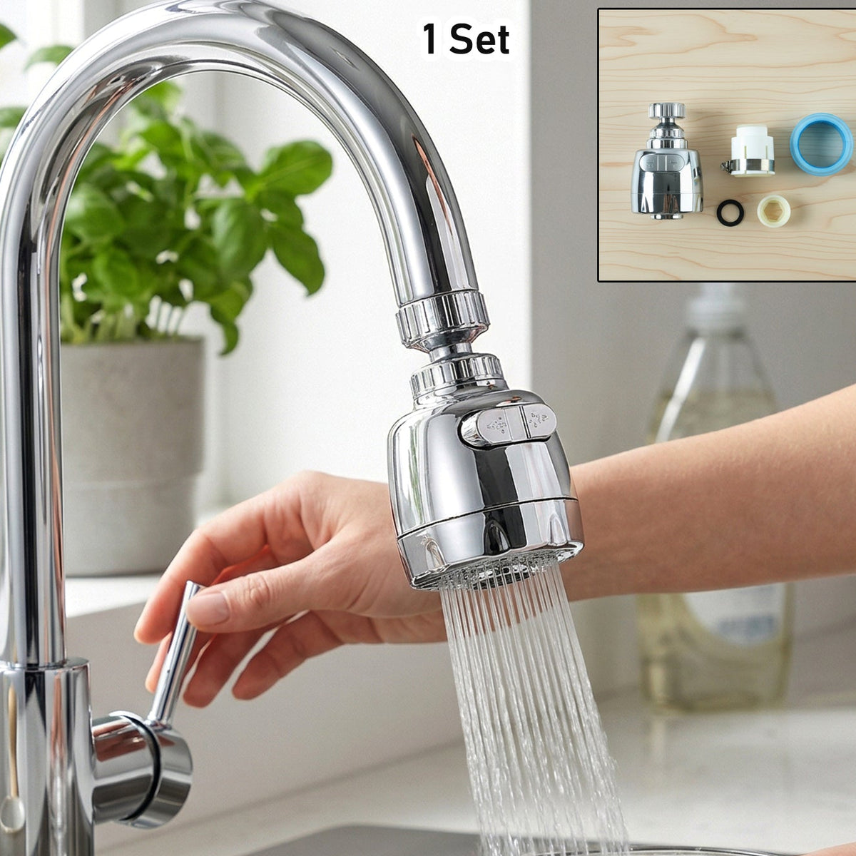 360 Rotating Faucet Extender - Water Saving Tap Aerator with Dual Flow Modes (1 Set) - Great Price - Image 1