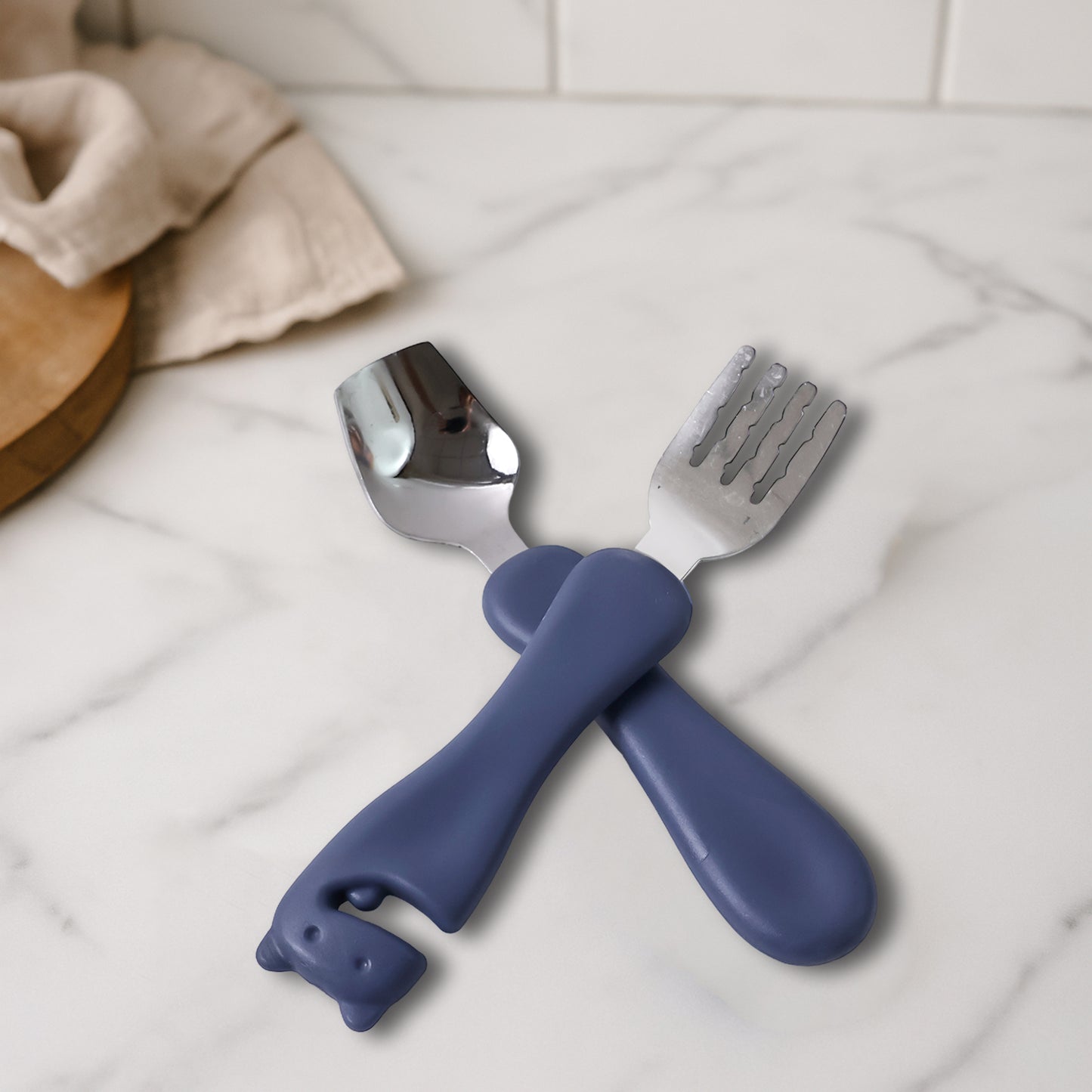 Supermom Foodie Stainless Steel Spoon Fork (2 Pc Set) - Happy Price - Image 4