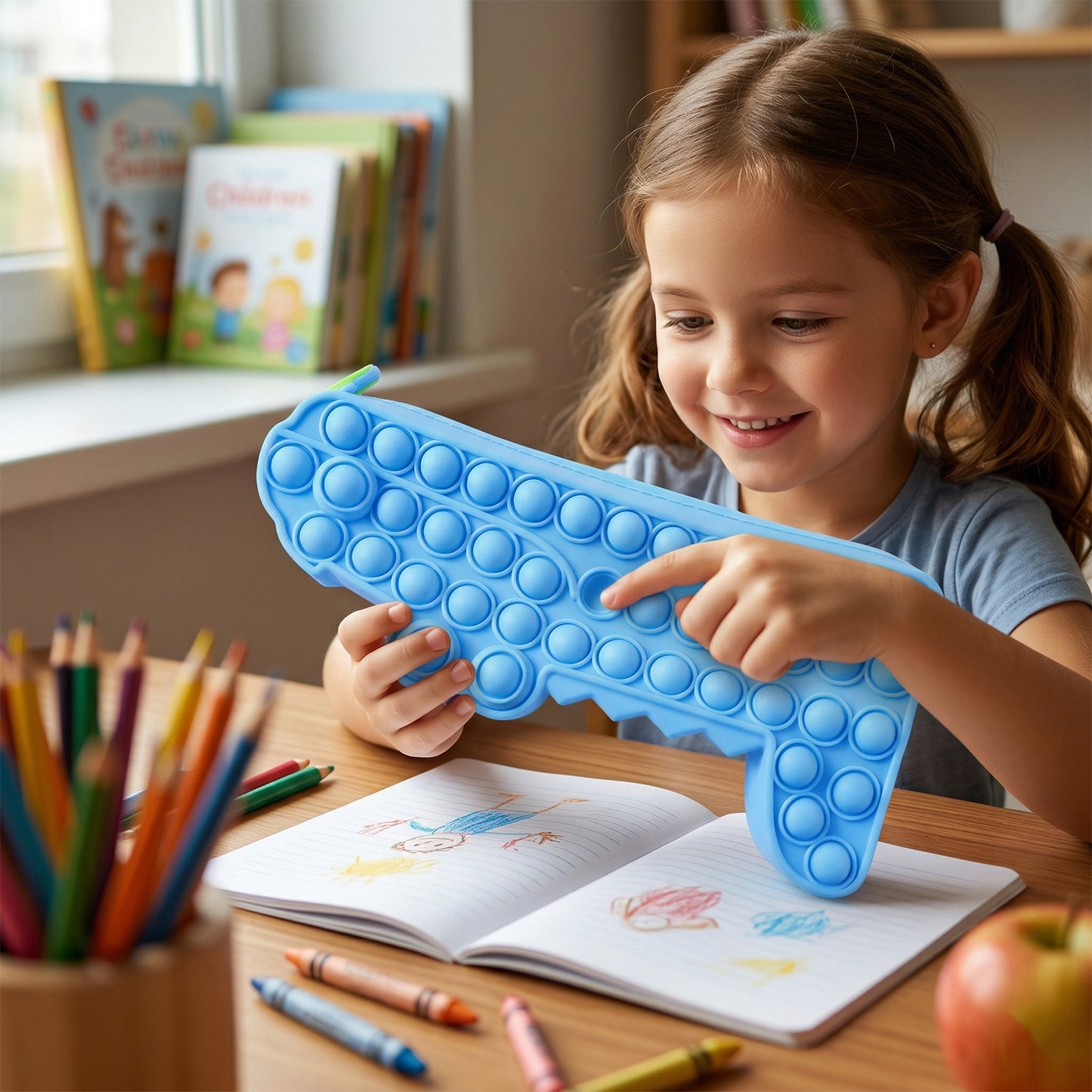 Cartoon Crocodile Pop It Pencil Pouch (1 Pc) - Silicone Fidget Stationery Organizer - Great Price - Image 6