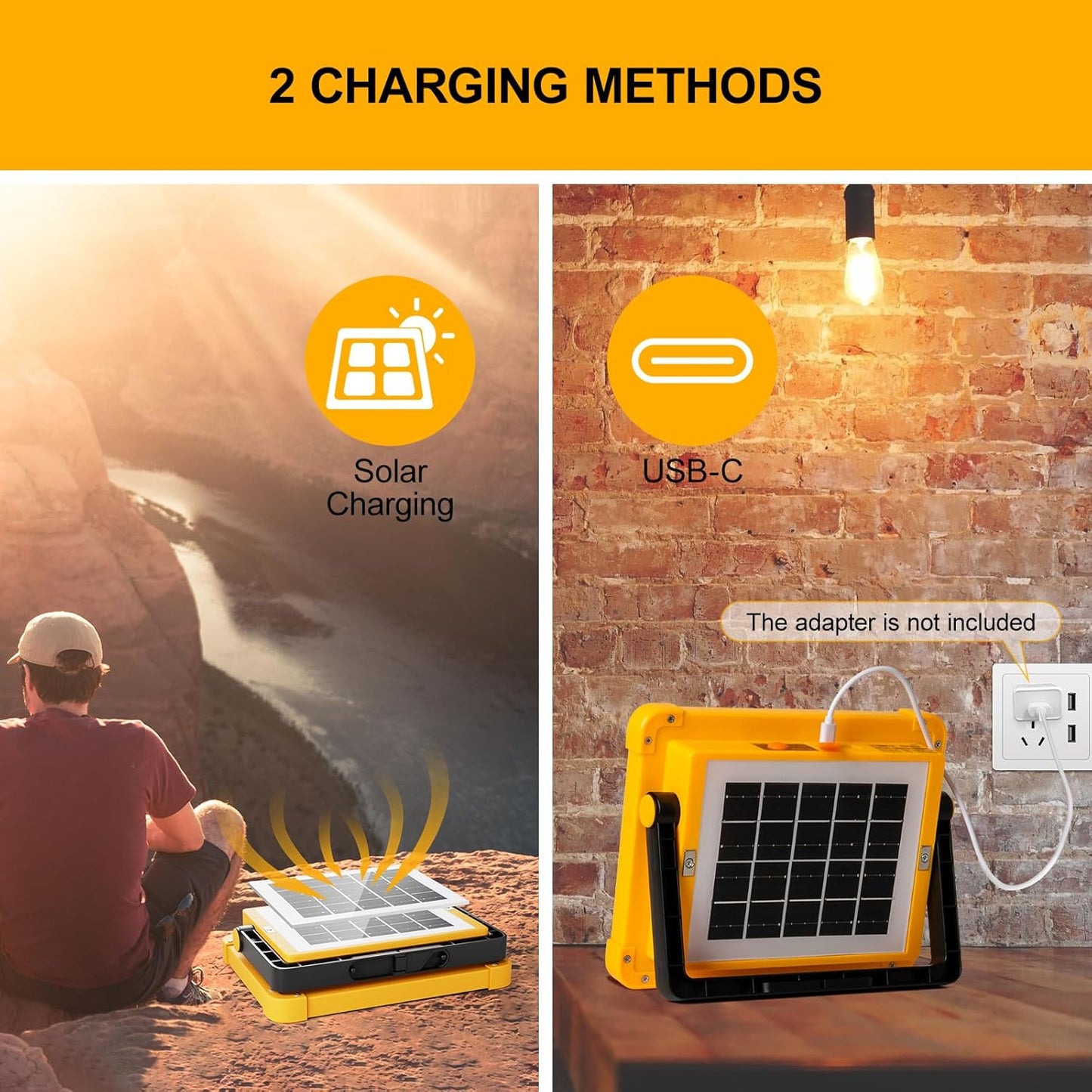 Solar LED Flood Light with Power Bank, 4-Panel, USB Rechargeable, IP66 Waterproof (1 Pc) - Happy Price - Image 3