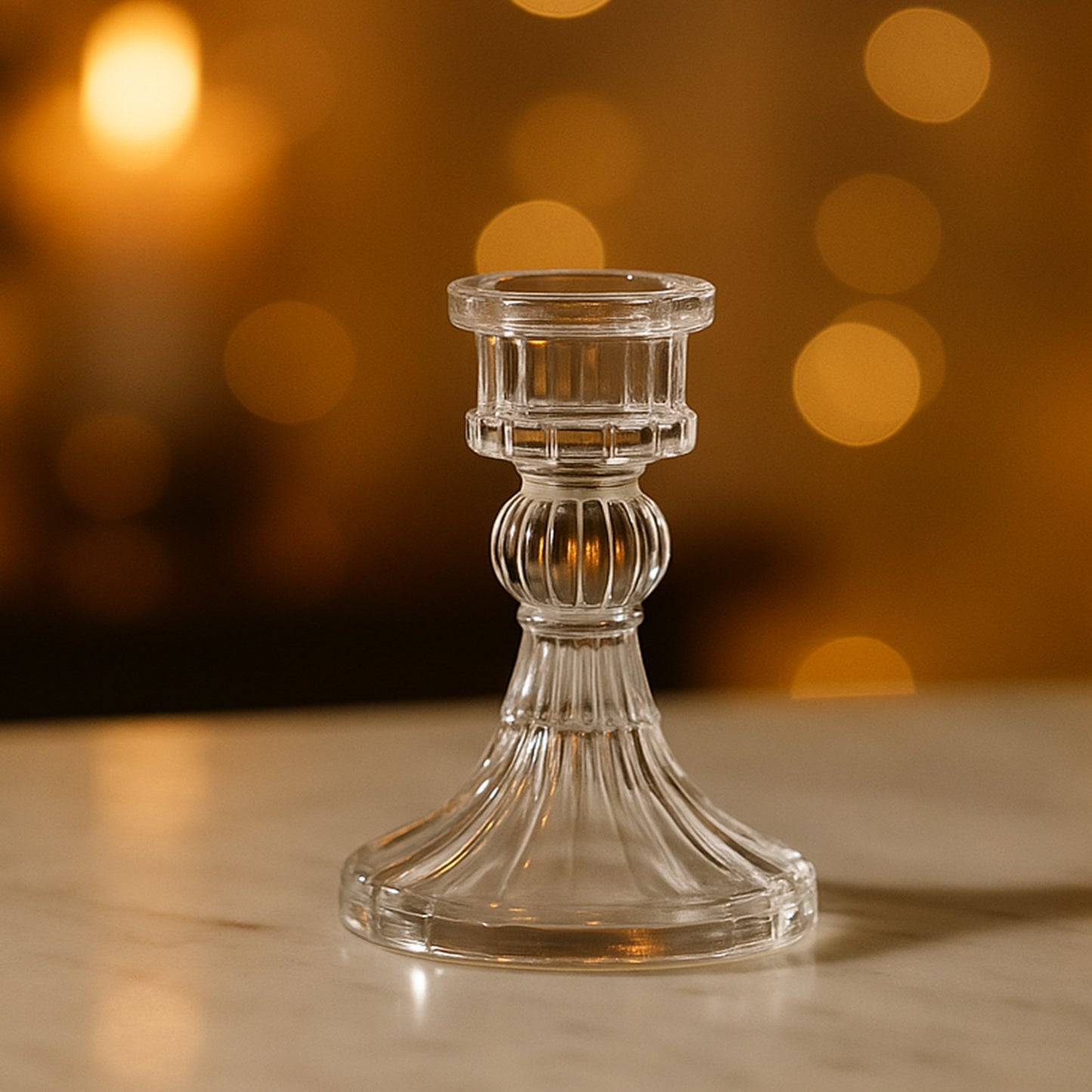 Crystal Glass Candle Holder Stand for Pillar & Taper Candles (1 Pc) - Happy Price - Image 2