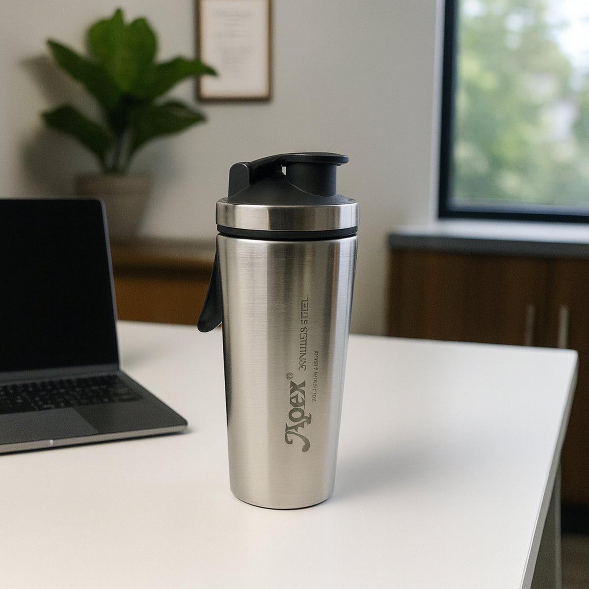Apex Stainless Steel Gym Shaker Bottle with Spring - 1000ml, 1 Pc - Happy Price - Image 5