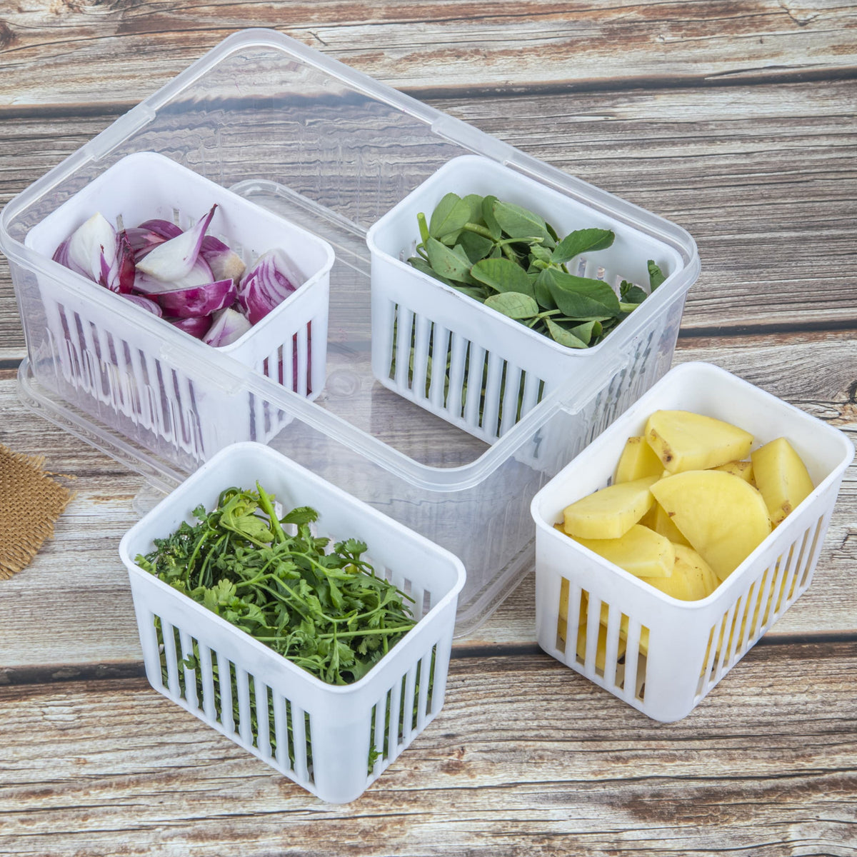 Fridge Storage Boxes Freezer Storage Containers Container For Kitchen Storage Set Storage In Kitchen Vegetable Storage Draining Crisper Refrigerator Food Box (1 Pc) - Happy Price - Image 2