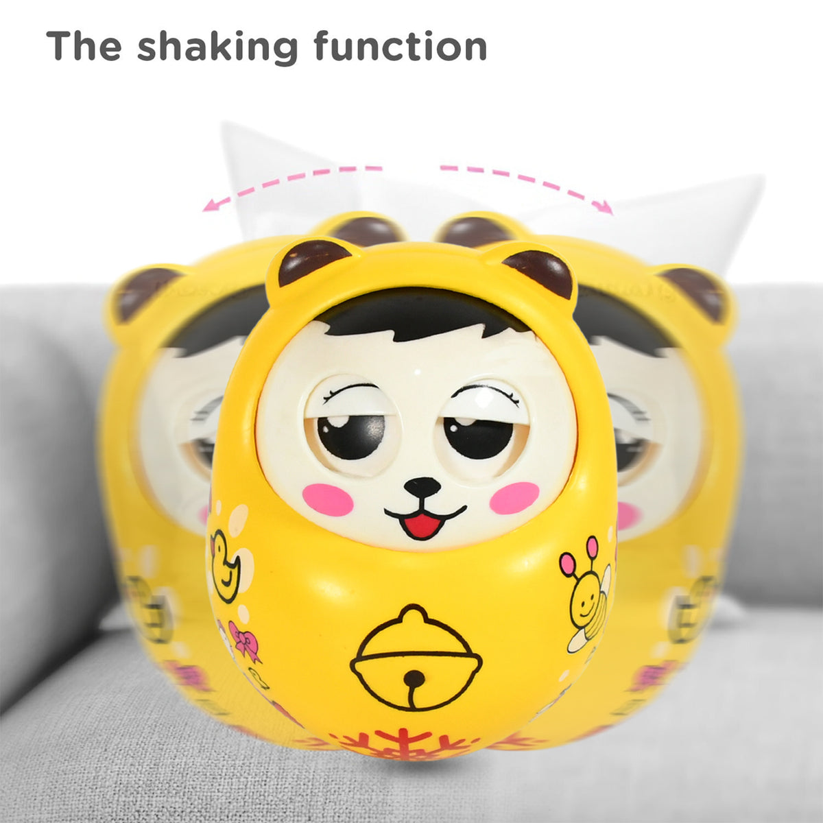 Musical Roly Poly Toys For Baby Push And Shake Wobbling Toy With Music Tumbler Doll Toy For Babies Sound Balancing Doll Toys For Baby Boys Girls 8+ Months Multicolor (1 Pc) - Happy Price - Image 2