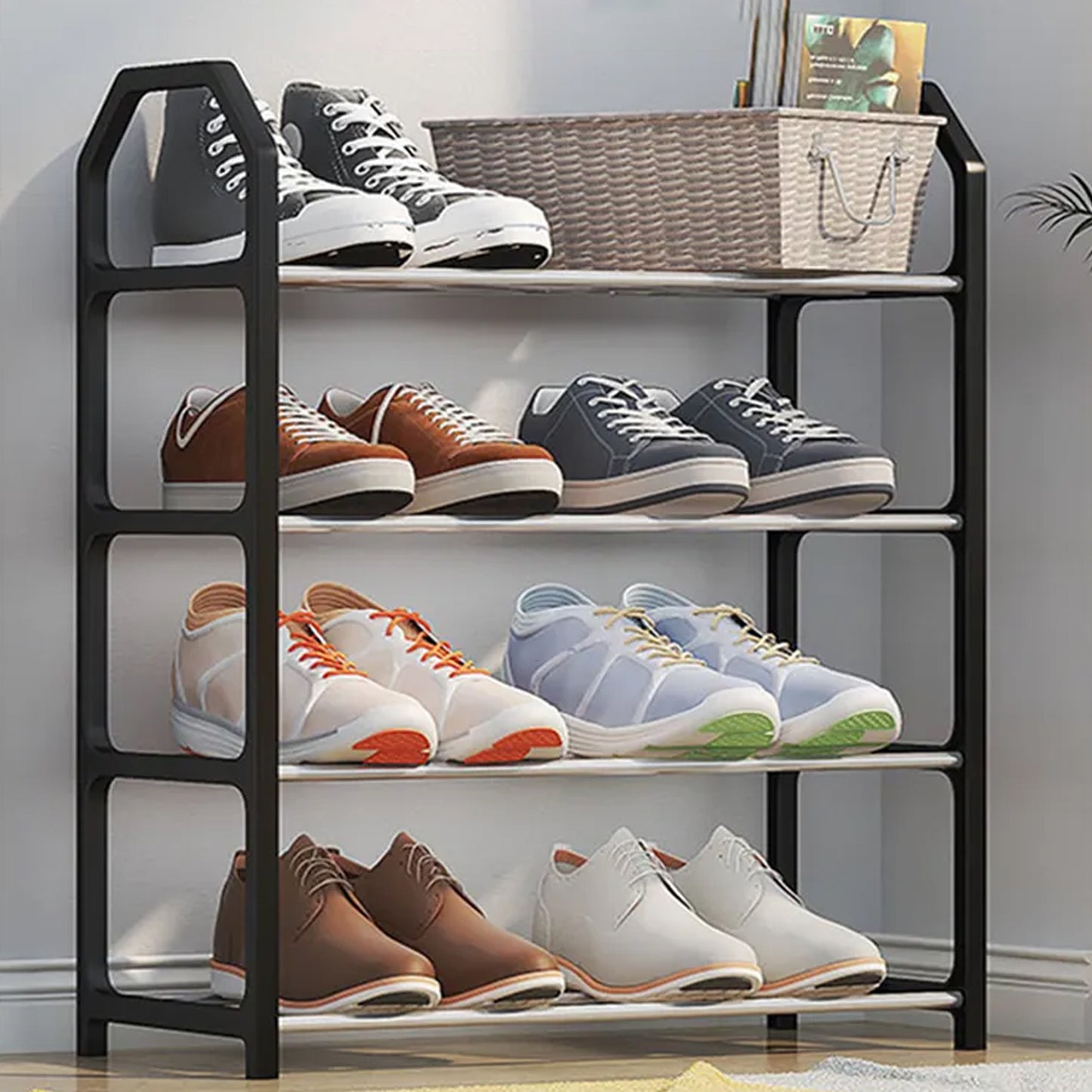 4-Tier Folding Shoe Rack Organizer - Space-Saving Home Storage (1 Pc) - Happy Price - Image 4