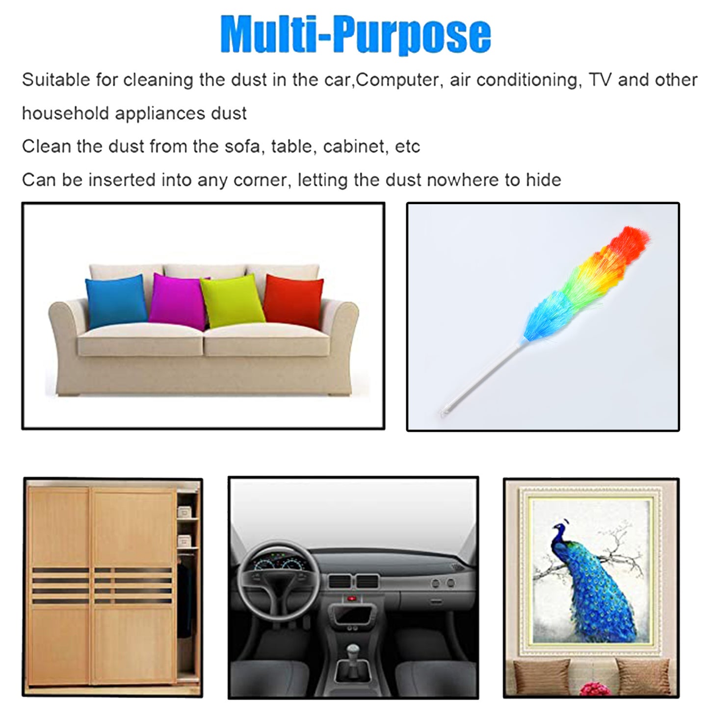 Colorful Feather Duster Microfiber Duster For Cleaning Dusting Stick Dusting Brush - Happy Price - Image 5
