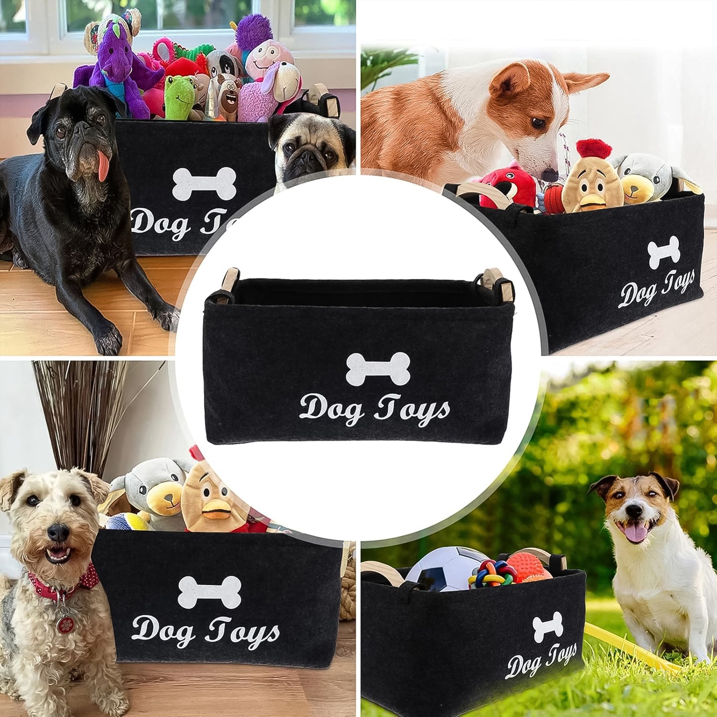 Felt Pet Toy Storage Basket Organizer - 39x29x17 cm, 1 Pc - Happy Price - Image 4
