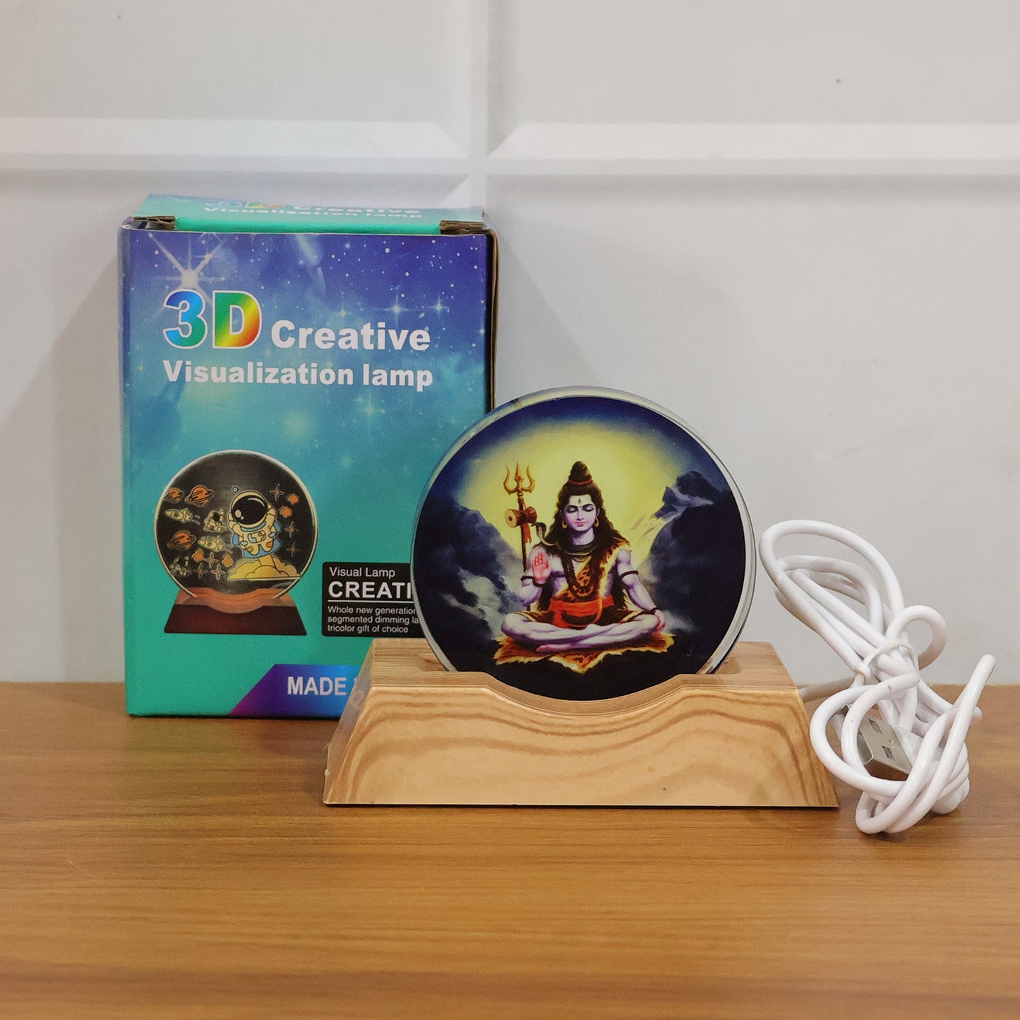 Lord Shiva 3D LED Night Lamp with Wooden Base (1 Pc) - Happy Price - Image 7