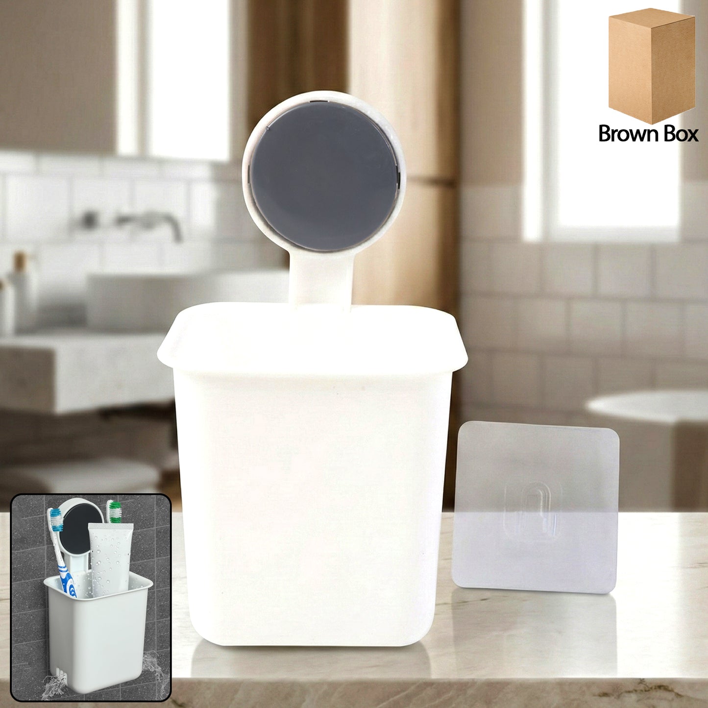 Wall-Mounted Bathroom Organizer for Toothbrush & Essentials (1 Pc) - Happy Price - Image 2