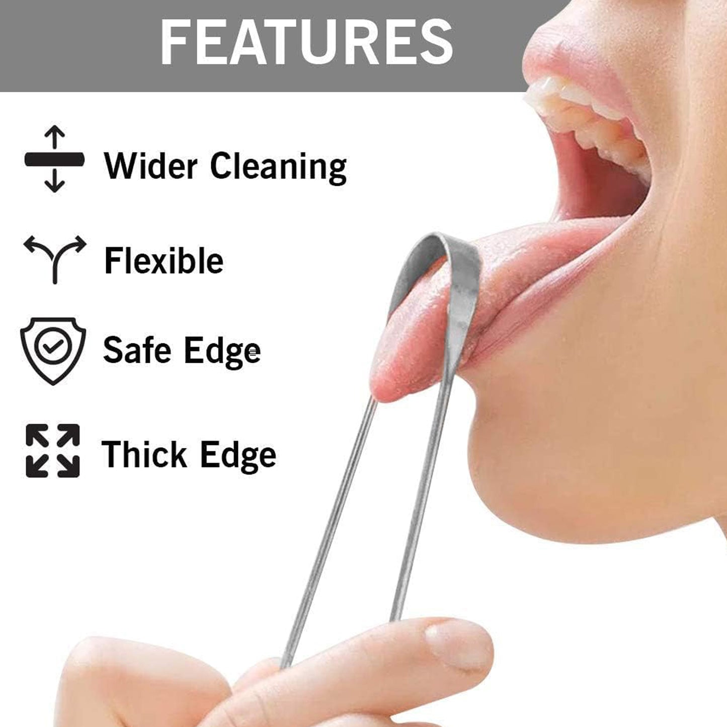 Tongue Cleaner For Kids Adults Tongue Scraper For Bad Breath Maintain Oral Hygiene For Daily Use For Fresh Breath Bacteria Removal Improved Taste (Steel Copper Tongue Cleaner 1 Pc) - Happy Price - Image 4