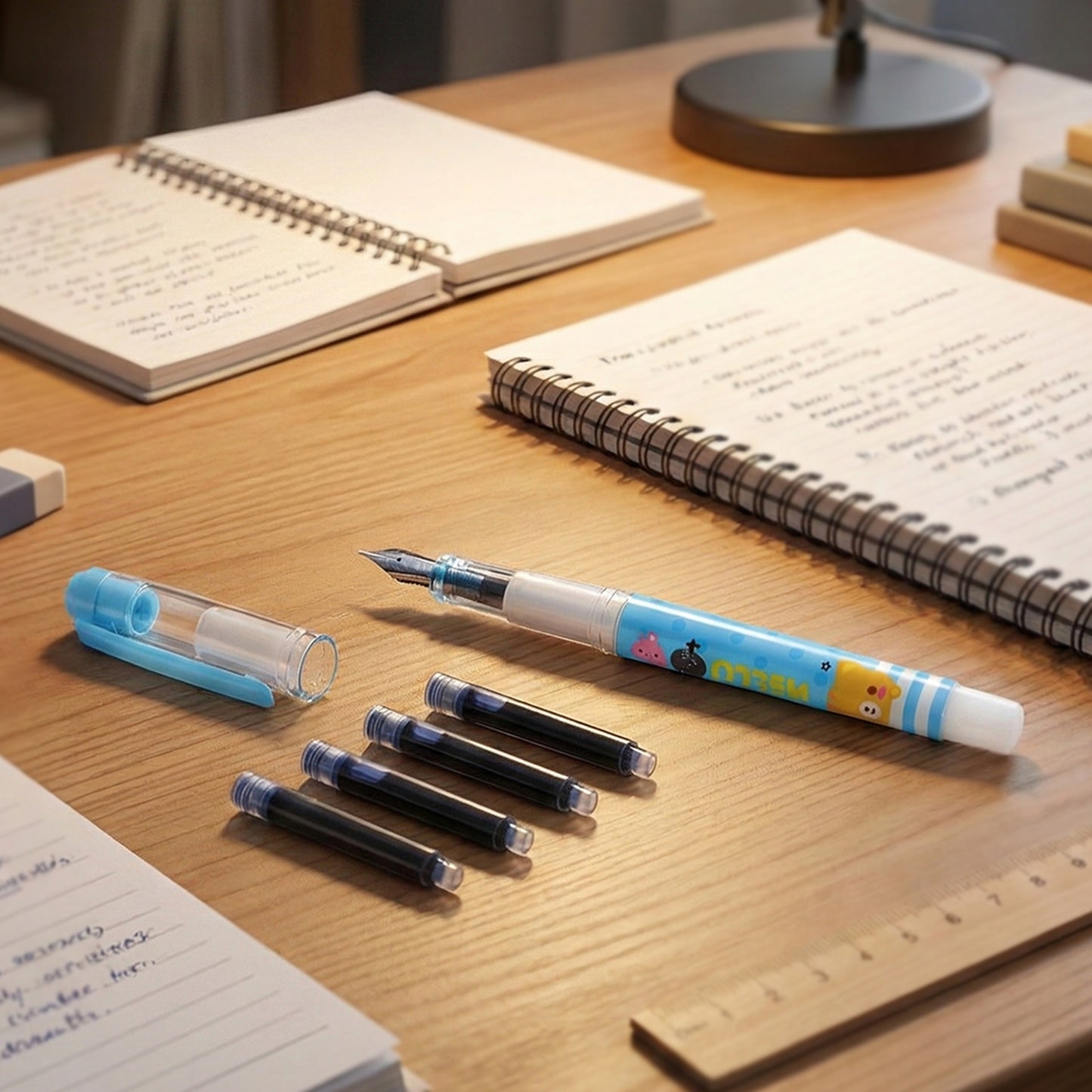 Cute Cartoon Liquid Ink Pen Set with Refills - Smooth Writing Fountain Style - Happy Price - Image 5