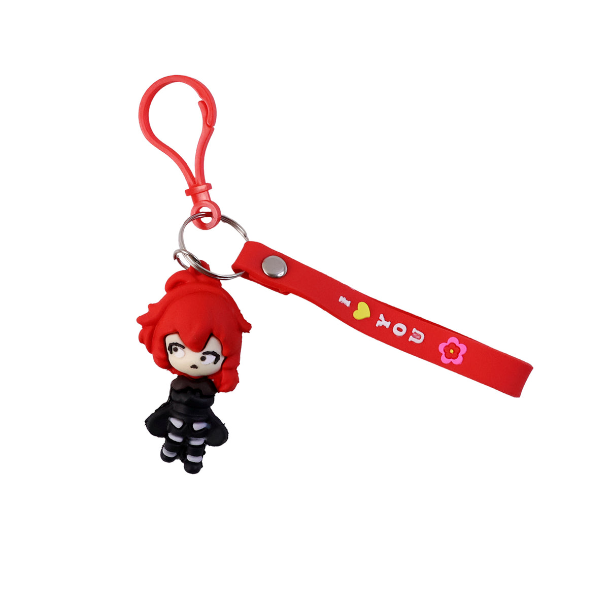 Red Hair Cartoon Girl Silicone Wrist Strap Keychain (1 Pc) - Happy Price - Image 4