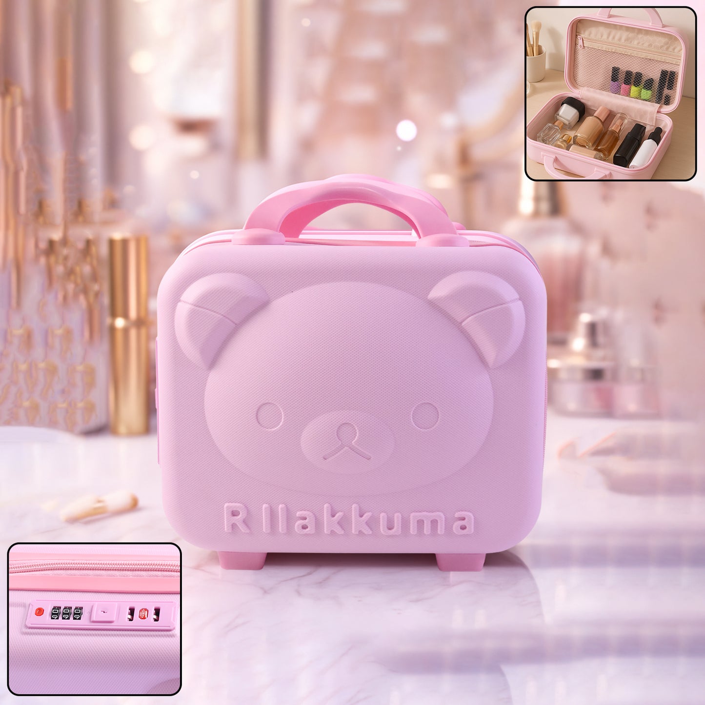 Kids Bear-Shaped Hard Shell Carry Case with 3-Digit Lock & Handle - Happy Price - Image 2