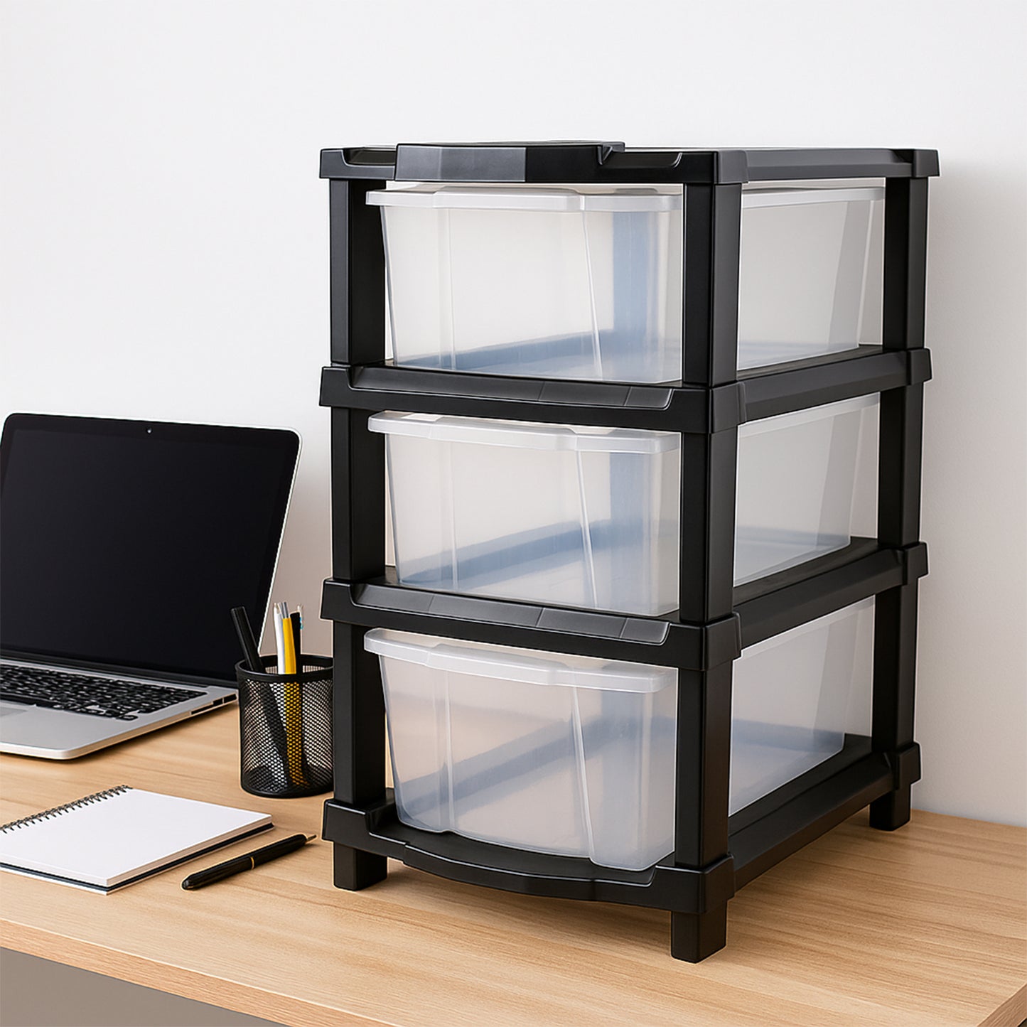3-Layer Clear Drawer Storage Unit - Stackable Chest for Home & Office - Happy Price - Image 4