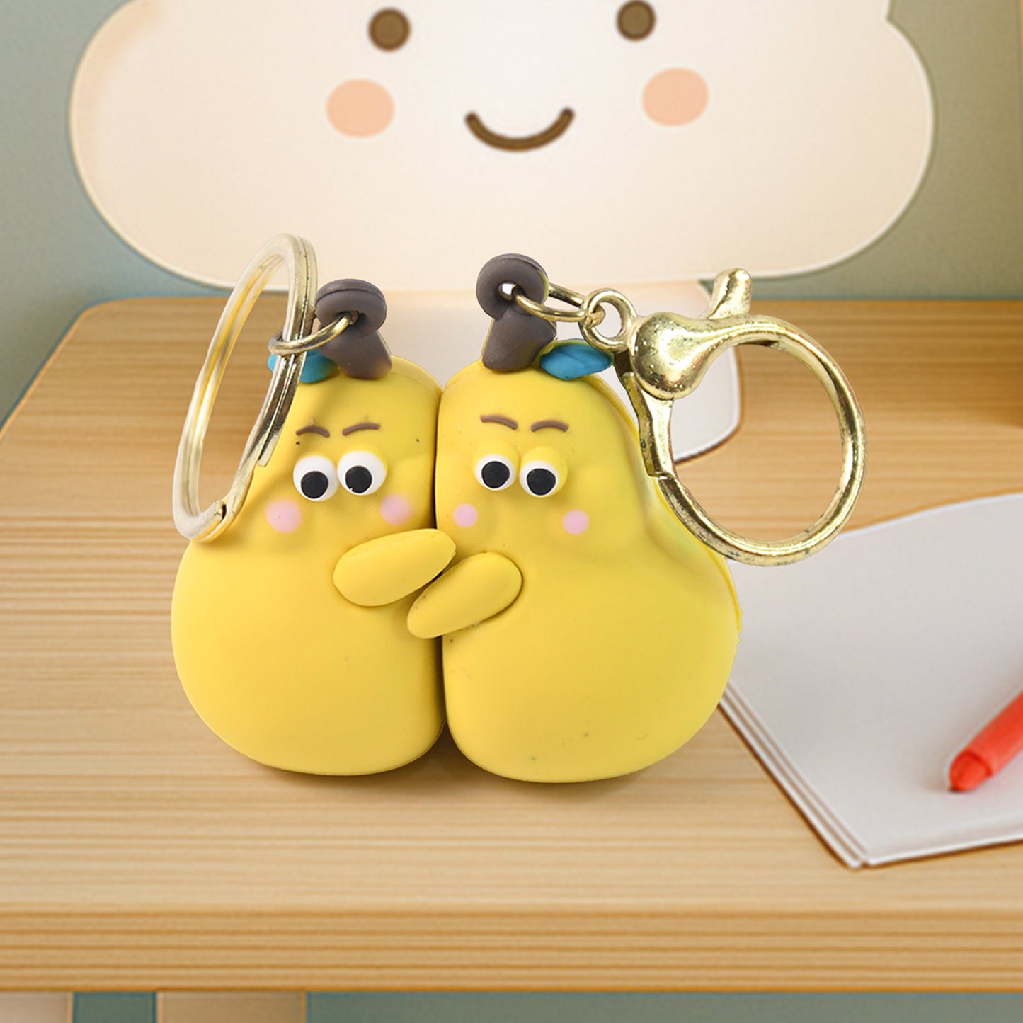 Cute Hugging Couple Cartoon Keychains - Set of 2 - Happy Price - Image 2