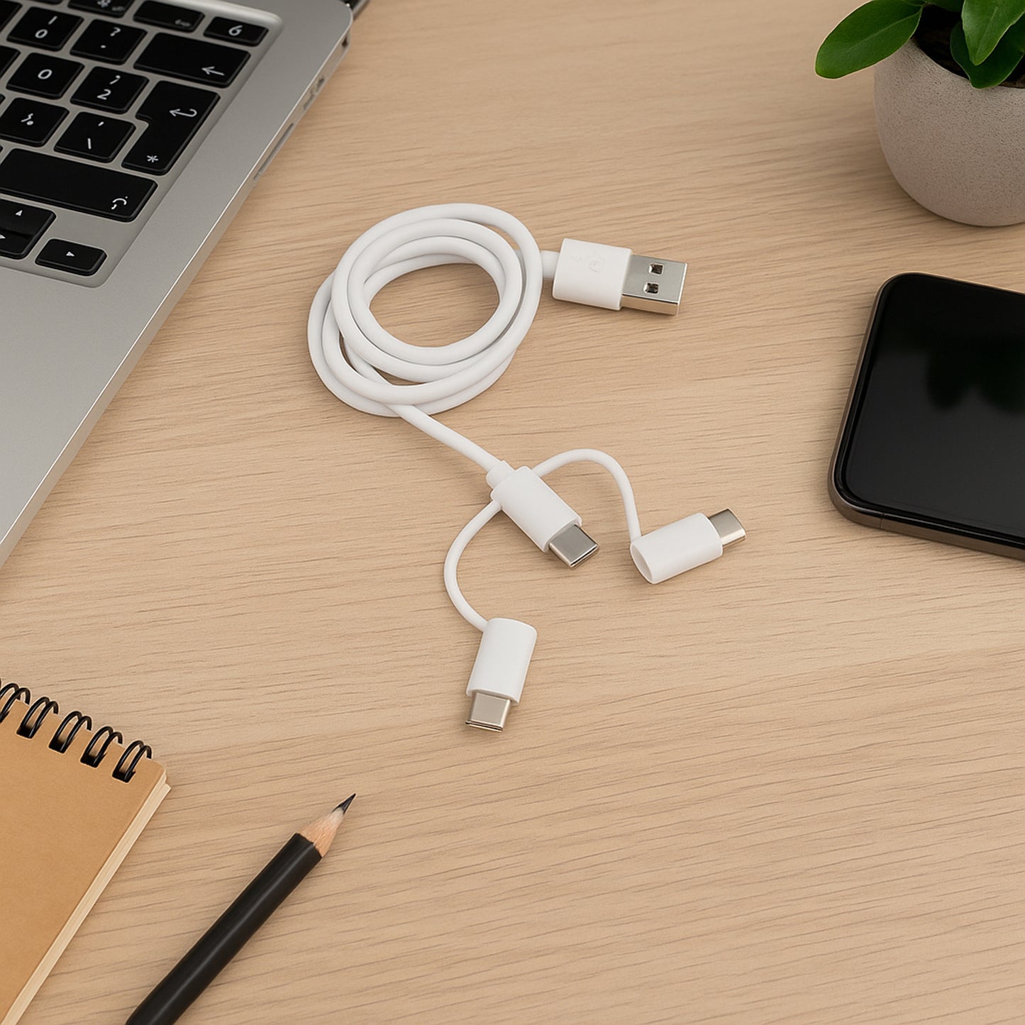 3-in-1 Universal Charging Cable with Micro USB & Type-C Connectors - Happy Price - Image 4