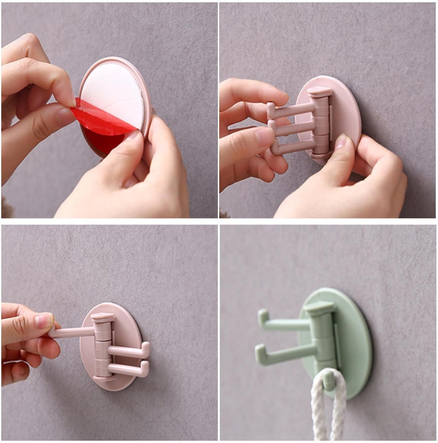 Sticky Hook Household Strong Punch-free Hook 180foldable Multi-function Rotatable Hook With 3 Hooks Suitable For Bathroom Kitchen Office (1 Pc) - Happy Price - Image 7