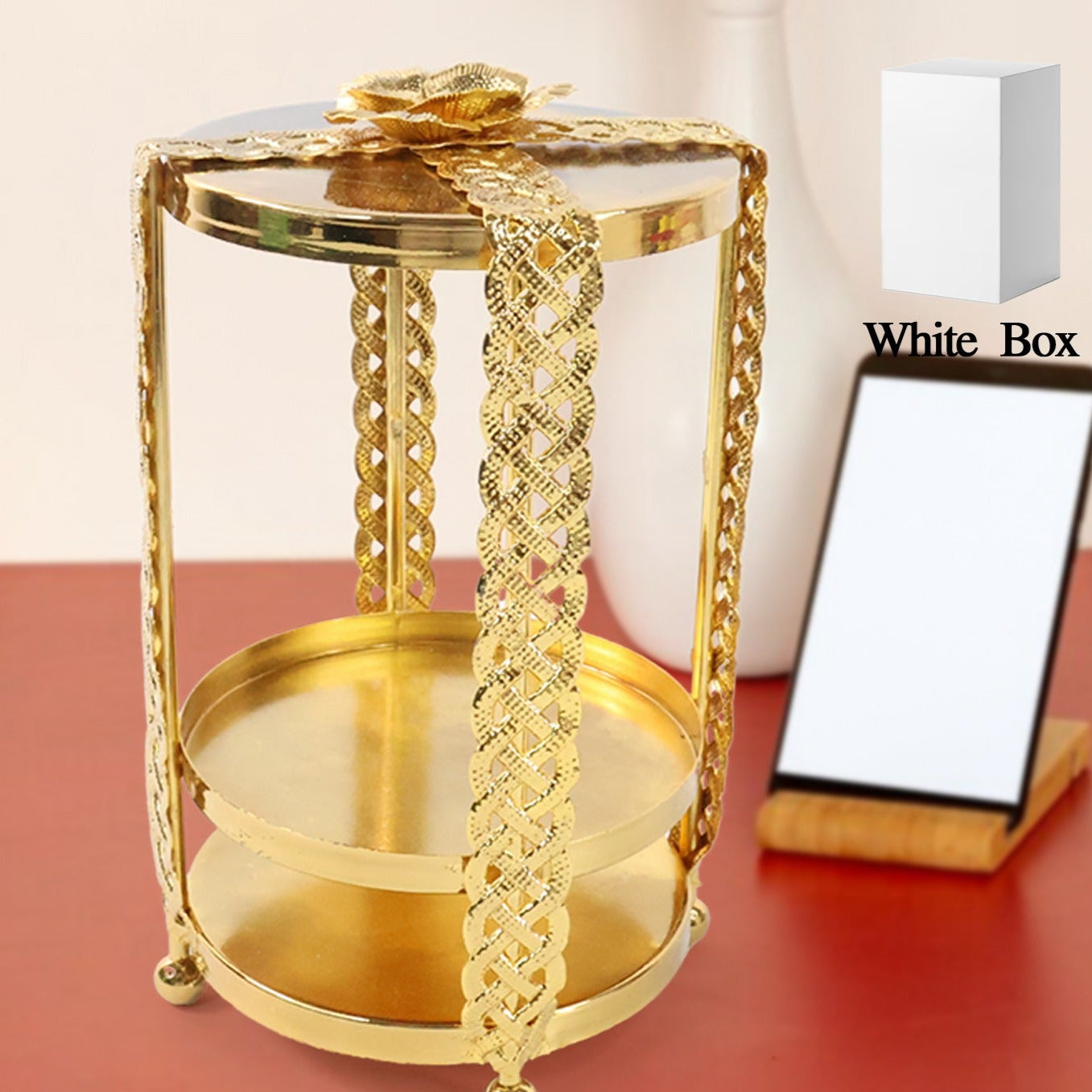 Multipurpose Golden Metal Candle Stand Showpiece (1 Pc) - Happy Price - Image 1