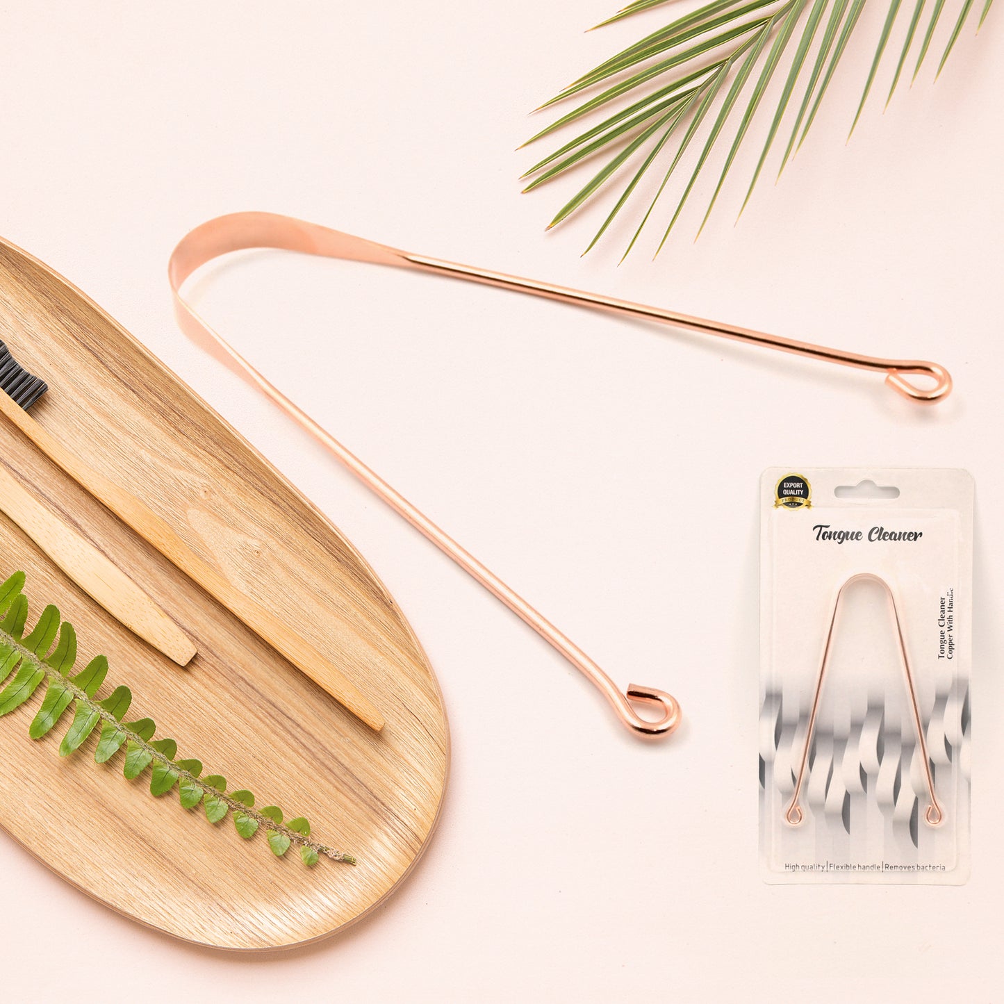 Tongue Cleaner For Kids Adults Tongue Scraper For Bad Breath Maintain Oral Hygiene For Daily Use For Fresh Breath Bacteria Removal Improved Taste (Steel Copper Tongue Cleaner 1 Pc) - Happy Price - Image 5