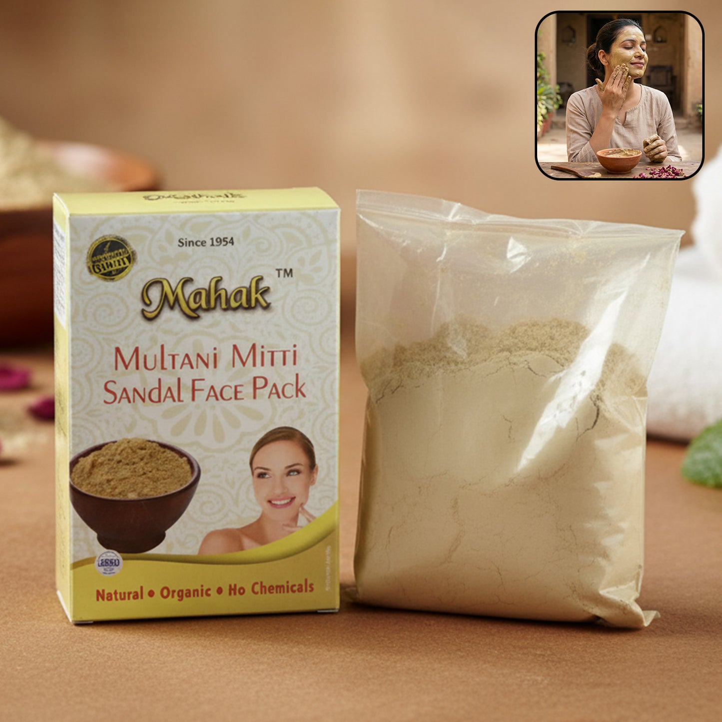 Herbal Multani Mitti & Sandal Face Pack Powder - 80 gm - Happy Price - Image 3