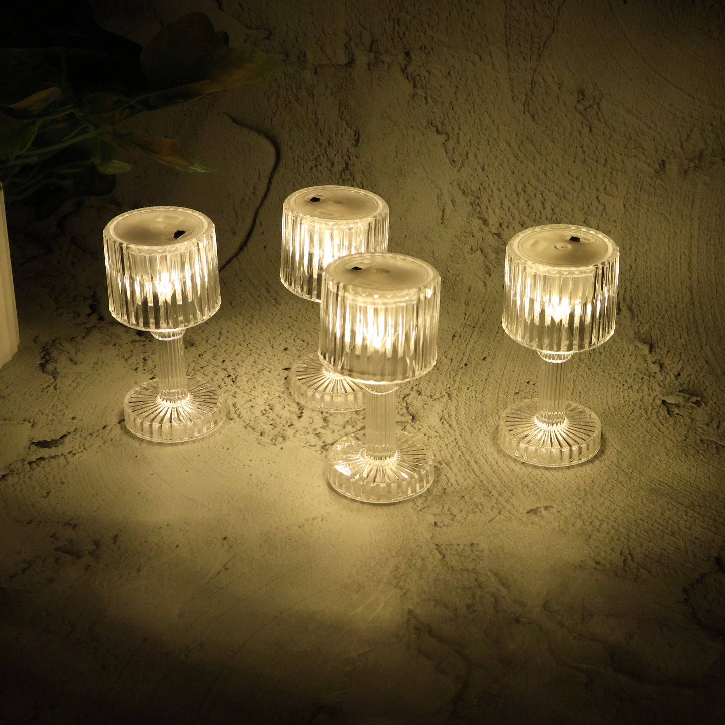 Set of 4 Crystal-Effect LED Table Lamps - Battery Operated Mini Lights - Happy Price - Image 5