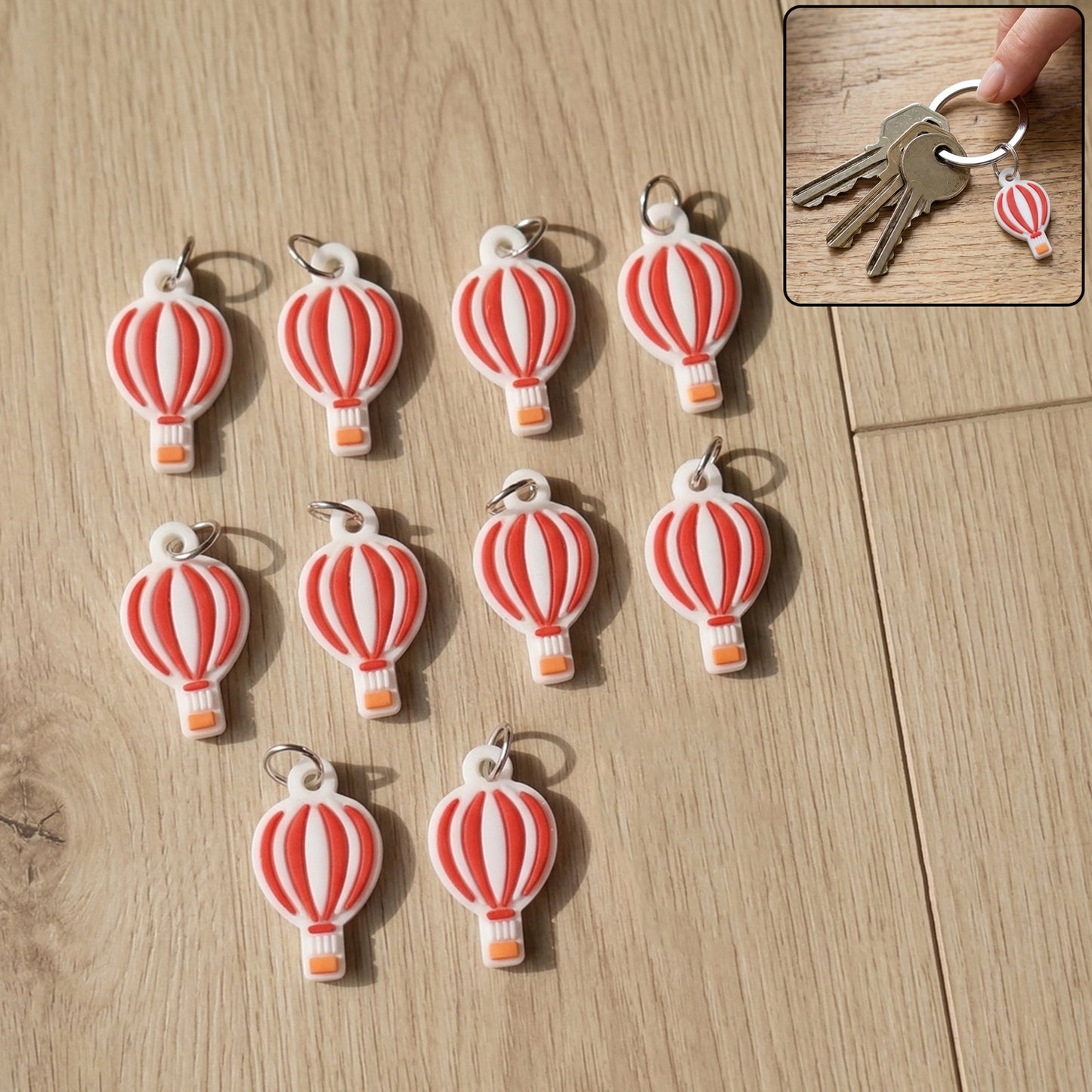 Hot Air Balloon Bag Charm Keychain Set (10 Pc)