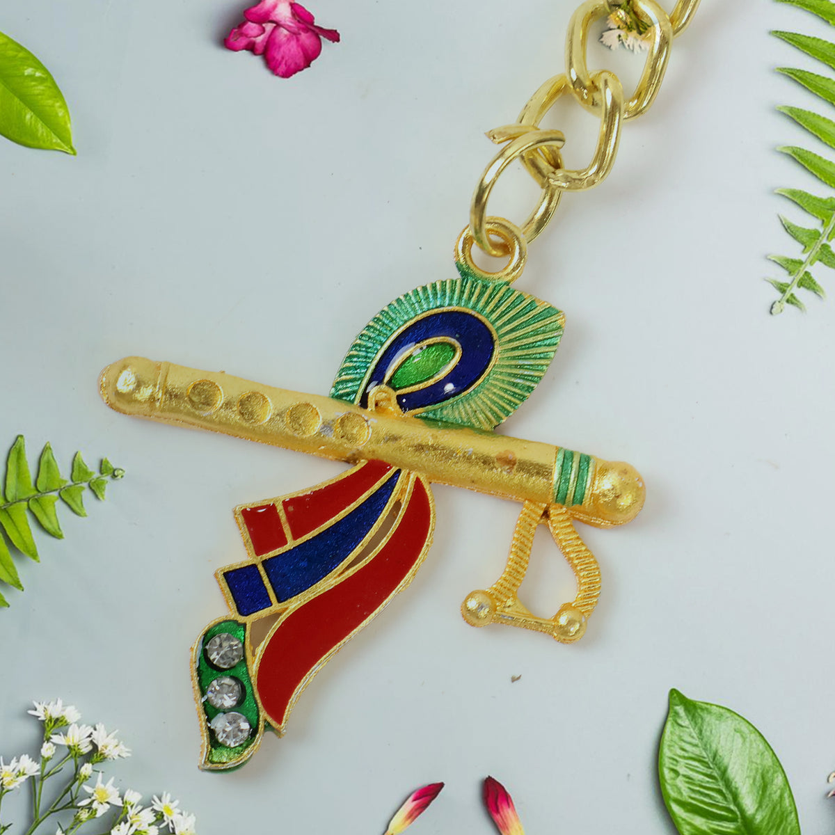 Krishna Bansuri Flute Keychain with Peacock Feather Design - 1 Pc - Happy Price - Image 6