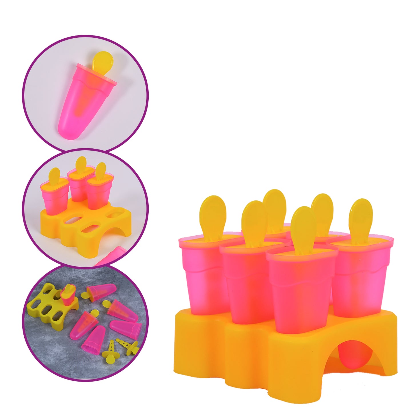 Kulfi Maker Moulds Set Plastic Homemade Kulfi Mould 6pcs Set For Freezer Use - Happy Price - Image 3