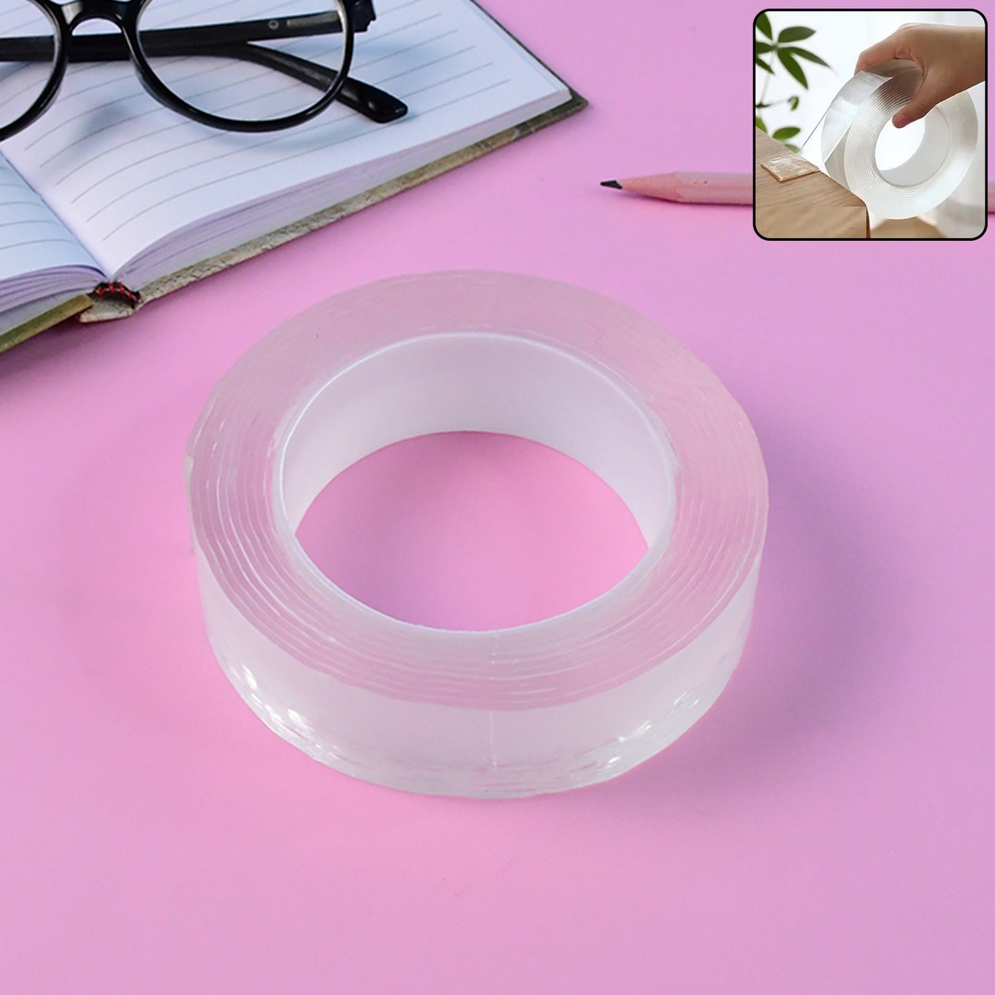 Reusable Transparent Nano Gel Mounting Tape - Strong Double-Sided Adhesive for Home & Office - Happy Price - Image 3