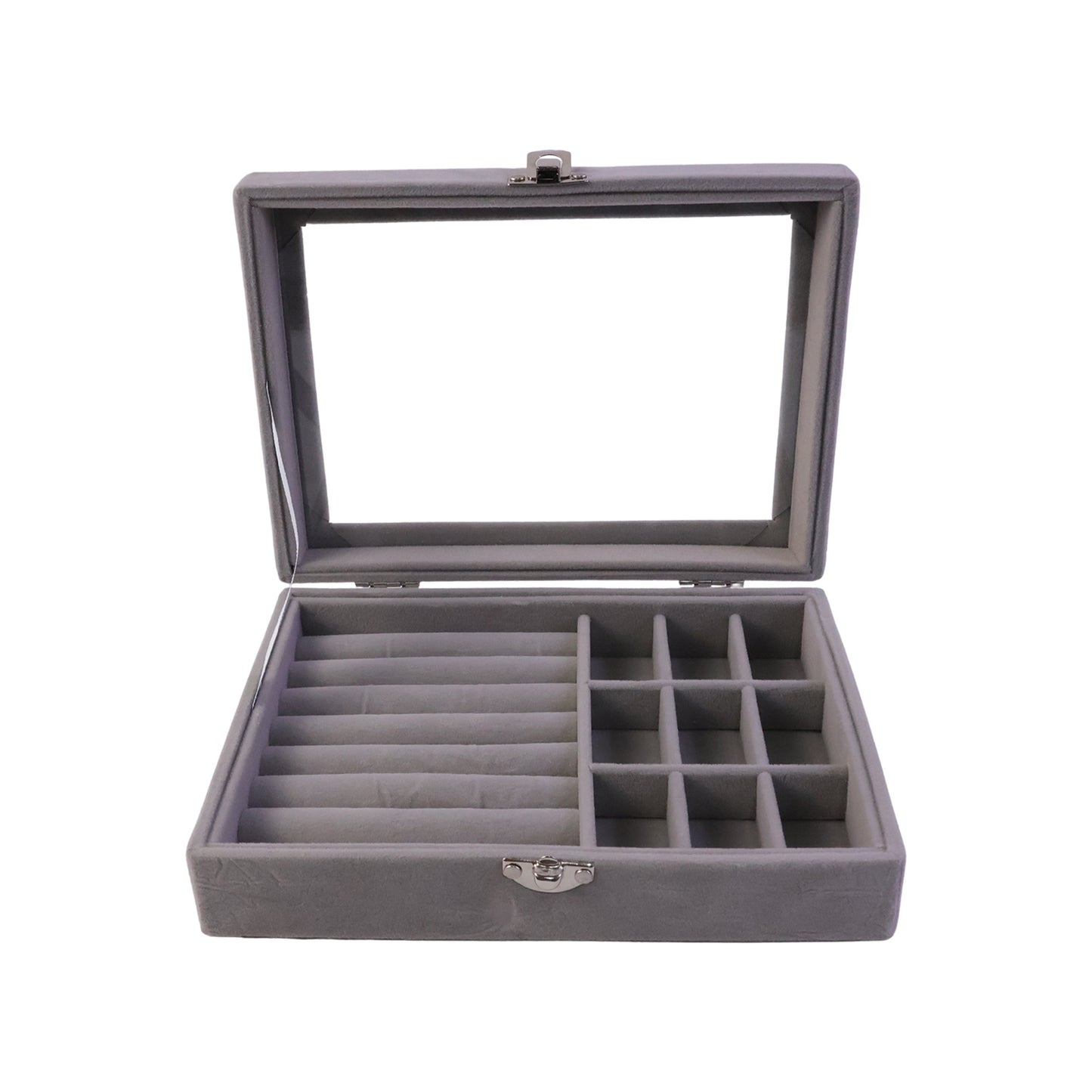 Velvet Jewellery Organizer Box with Clear Lid - 1 Pc - Great Price - Image 4