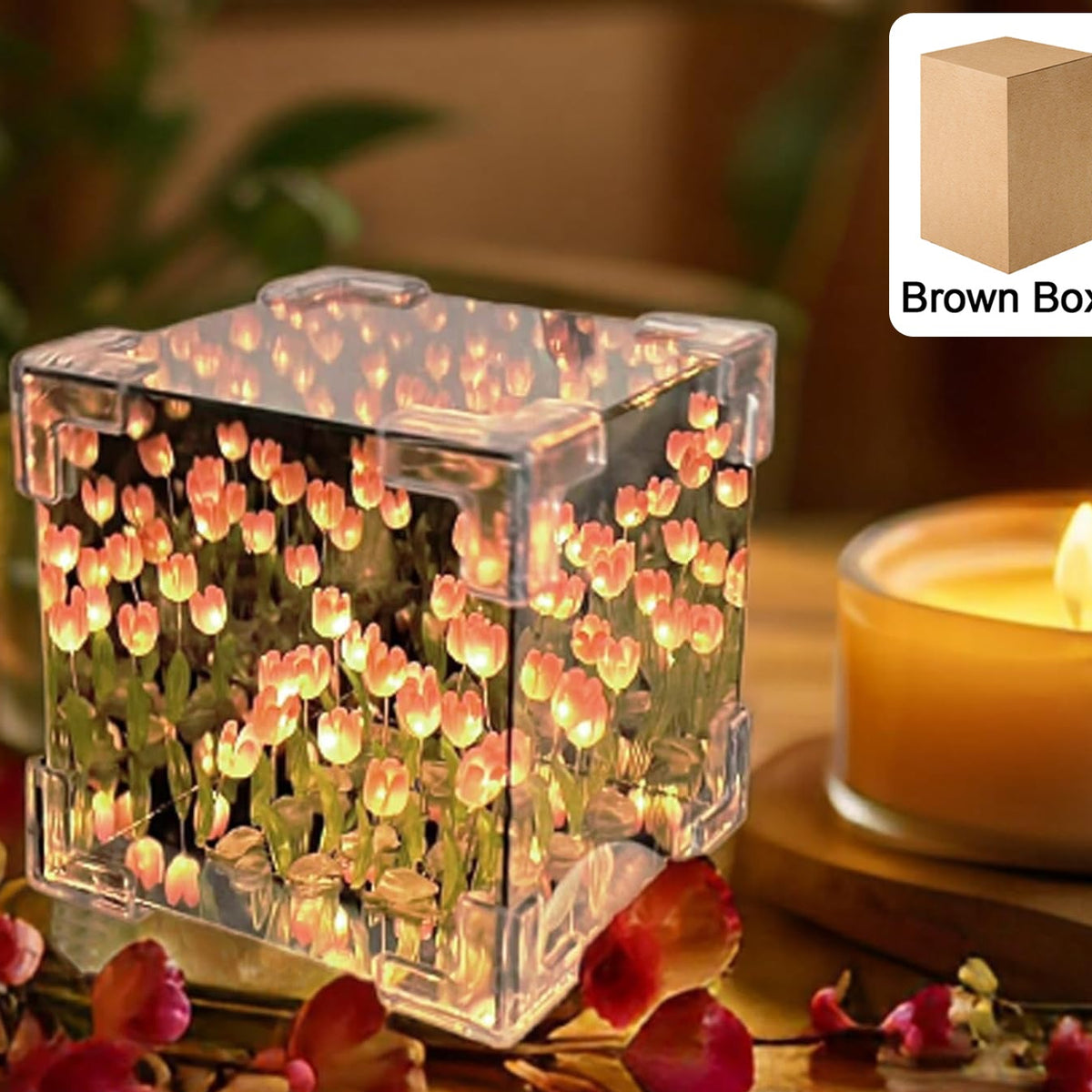 Decorative Tulip Flower LED Cube Night Lamp Set (1 Set, Mix Color) - Happy Price - Image 1