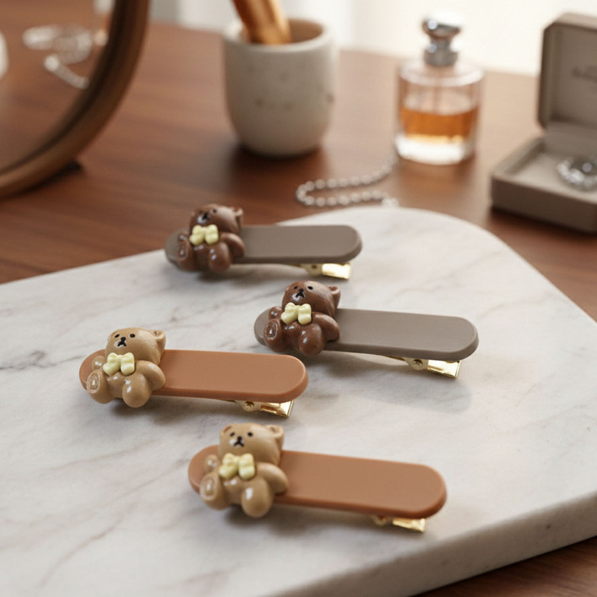Cute Teddy Bear Snap Hair Clips - 4 Pc Set - Happy Price - Image 6