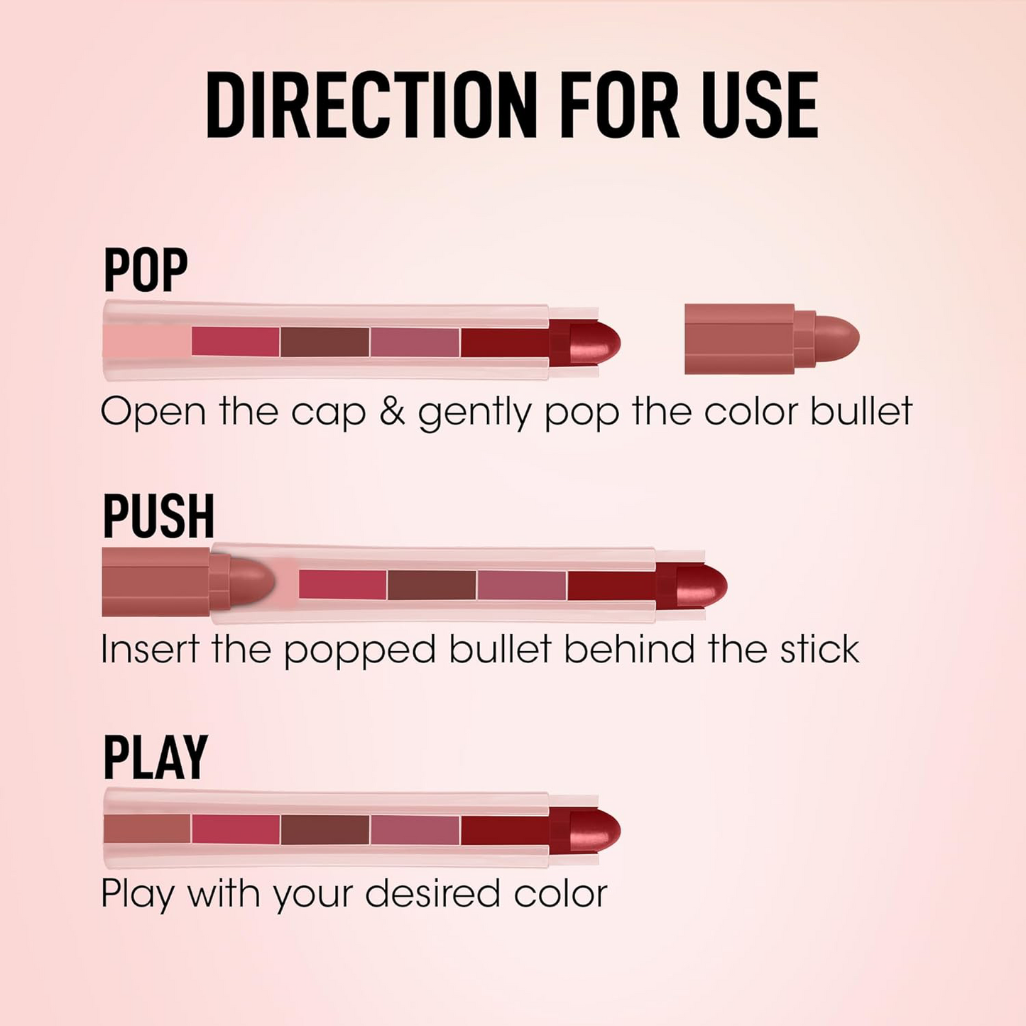 5-in-1 Multi-Color Lipstick Stick with Vitamin E - 7.5 Gm - Happy Price - Image 4