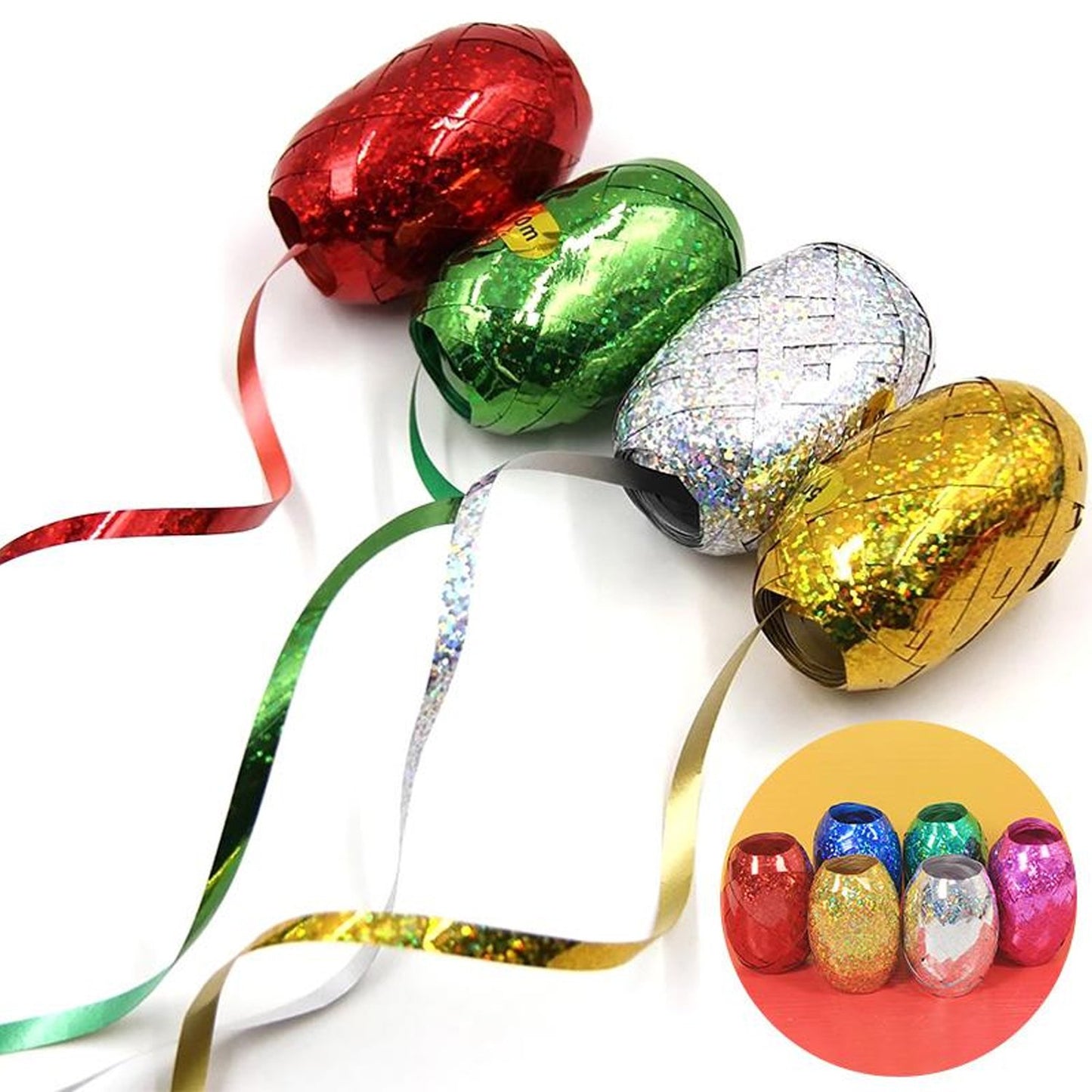 Multicolor Curling Ribbon Rolls for Gift Wrapping & Balloon Decor - 6 Pcs - Happy Price - Image 2