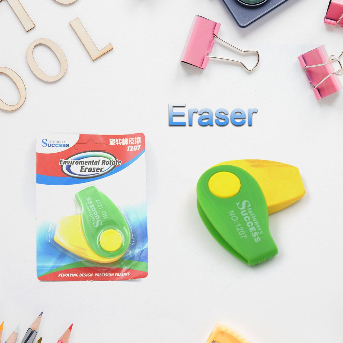 Flair Creative Spinner Dust Free Non-toxic Eraser Enviromental Rotate Eraser For Girls Boys Eraser For School Bday Return Gift Erasers Pencils Set For Kids Educational Stationary Kit School Supplies (1 Pc) - Happy Price - Image 1