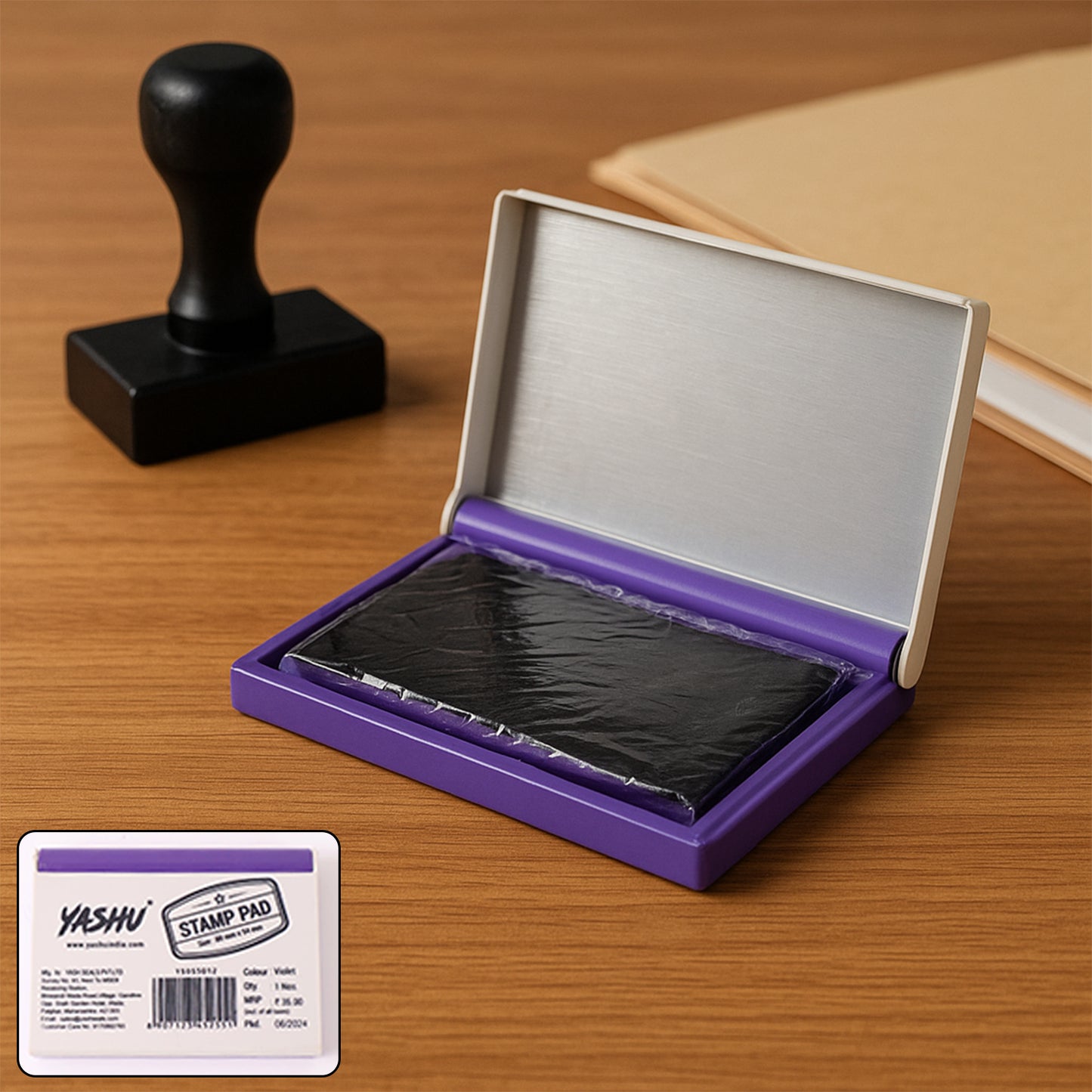 Yasu Plastic Stamp Pad Violet Ink Quick-dry Refillable Pad (1 Pc) - Happy Price - Image 2