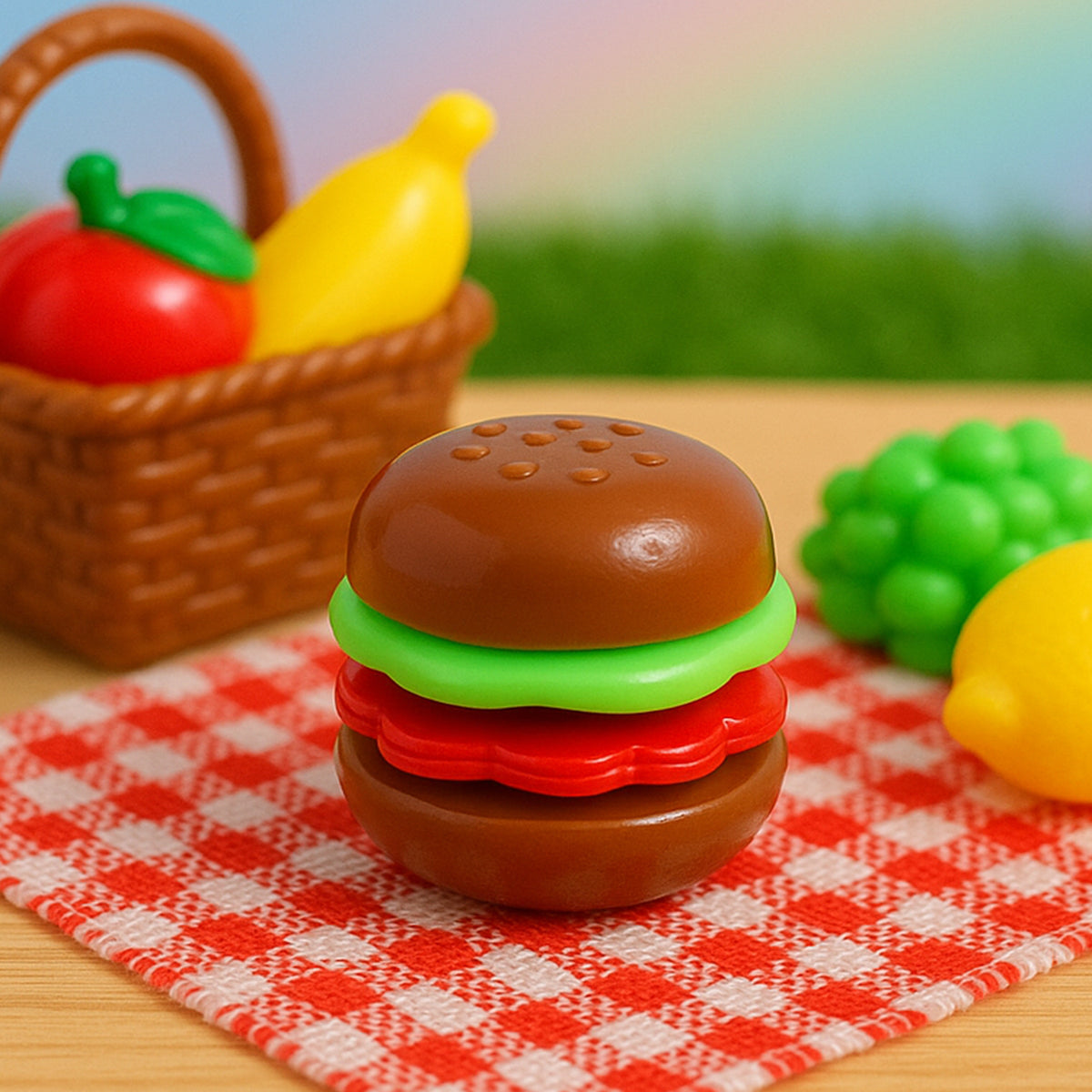 Mini Burger Pretend Play Toy for Kids (1 Pc) - Educational Stackable Food Toy - Happy Price - Image 3