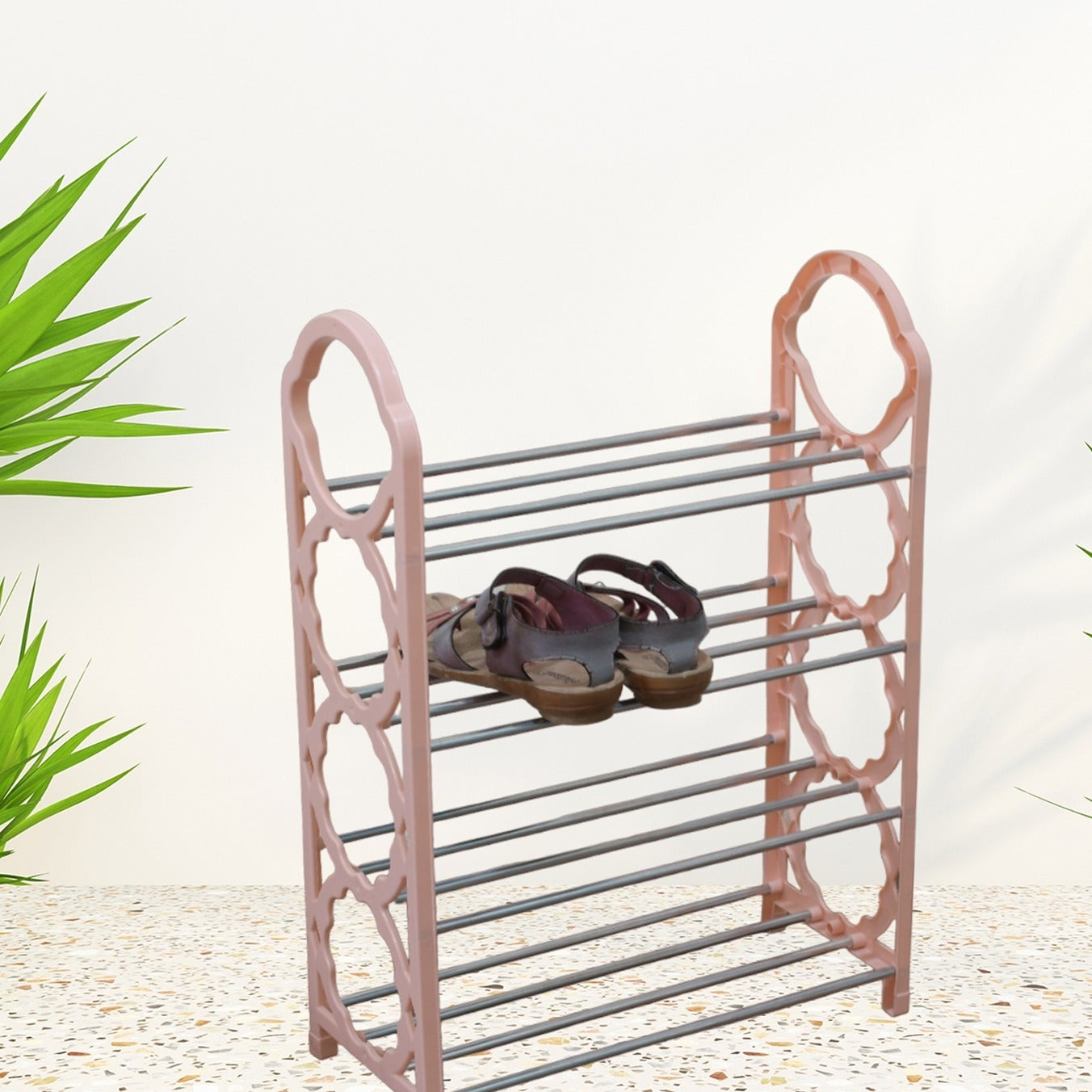 4-Tier Folding Shoe Rack - Space-Saving Home Organizer (1pc)