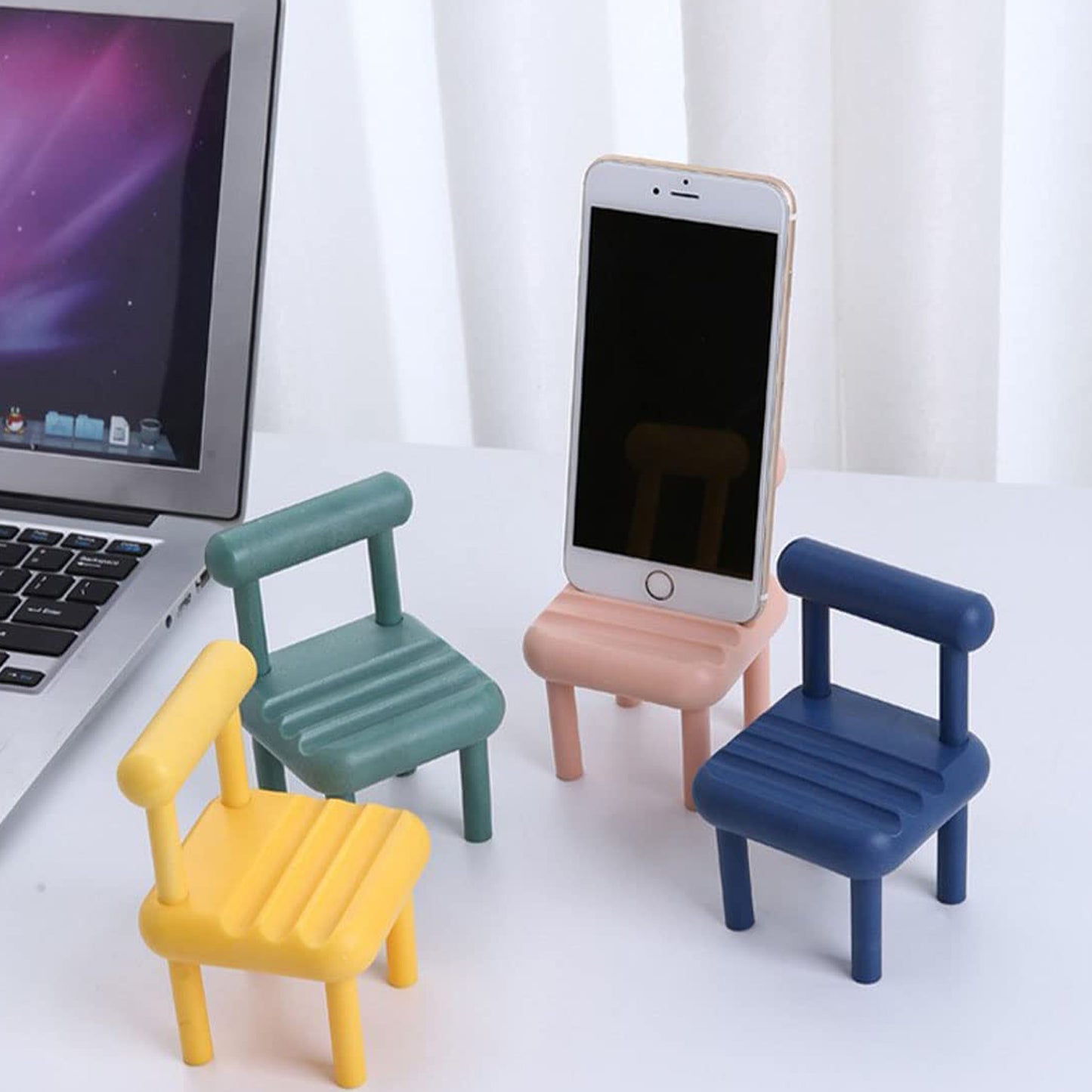 Mobile Phone Holder Mini Chair Cell Phone Stand Portable Smartphone Dock Cellphone Holder For Desktop Design Compatible With All Mobile Phones (1 Pc) - Happy Price - Image 6