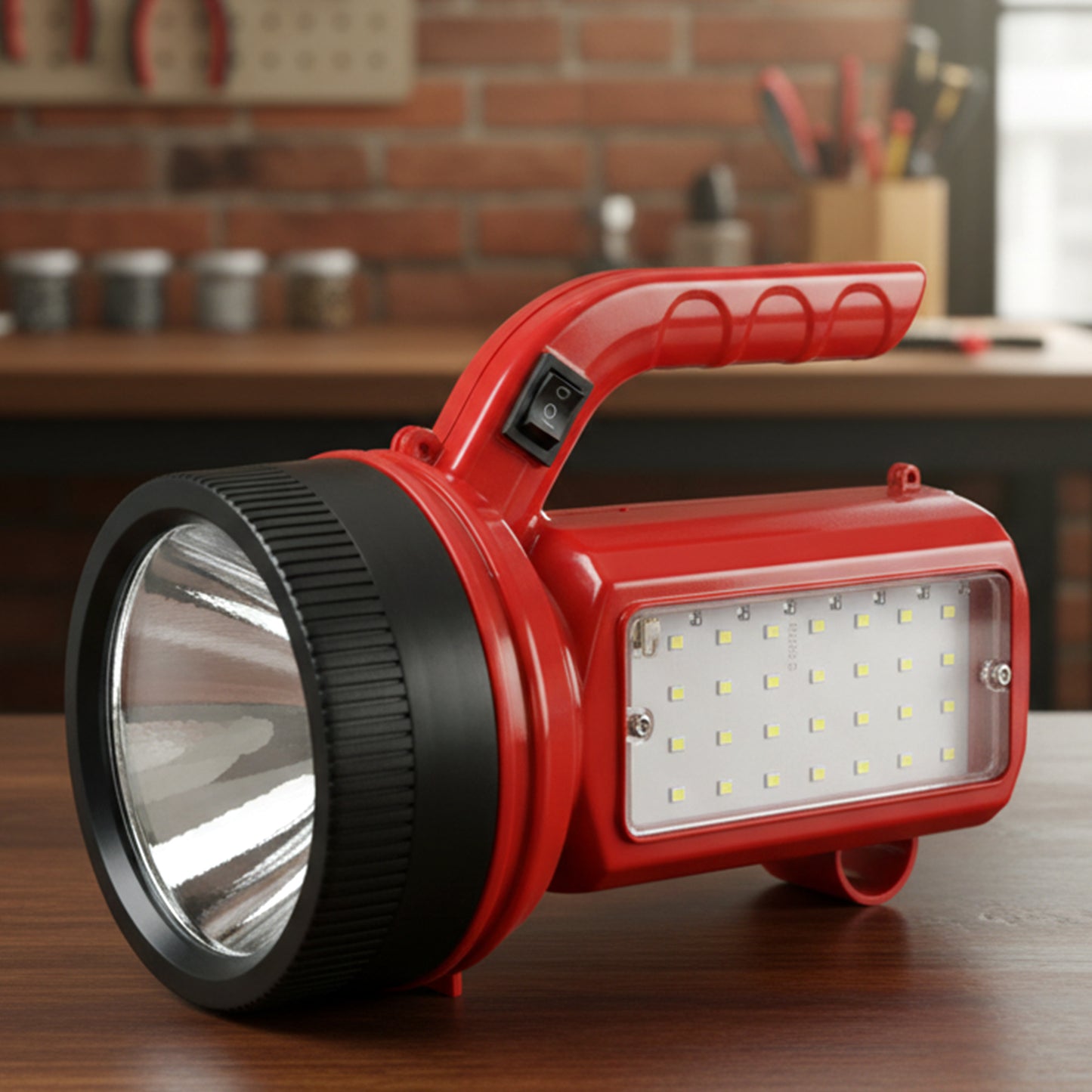 200W Rechargeable LED Torch Light with Side Emergency Panel - 1 Pc - Great Price - Image 2