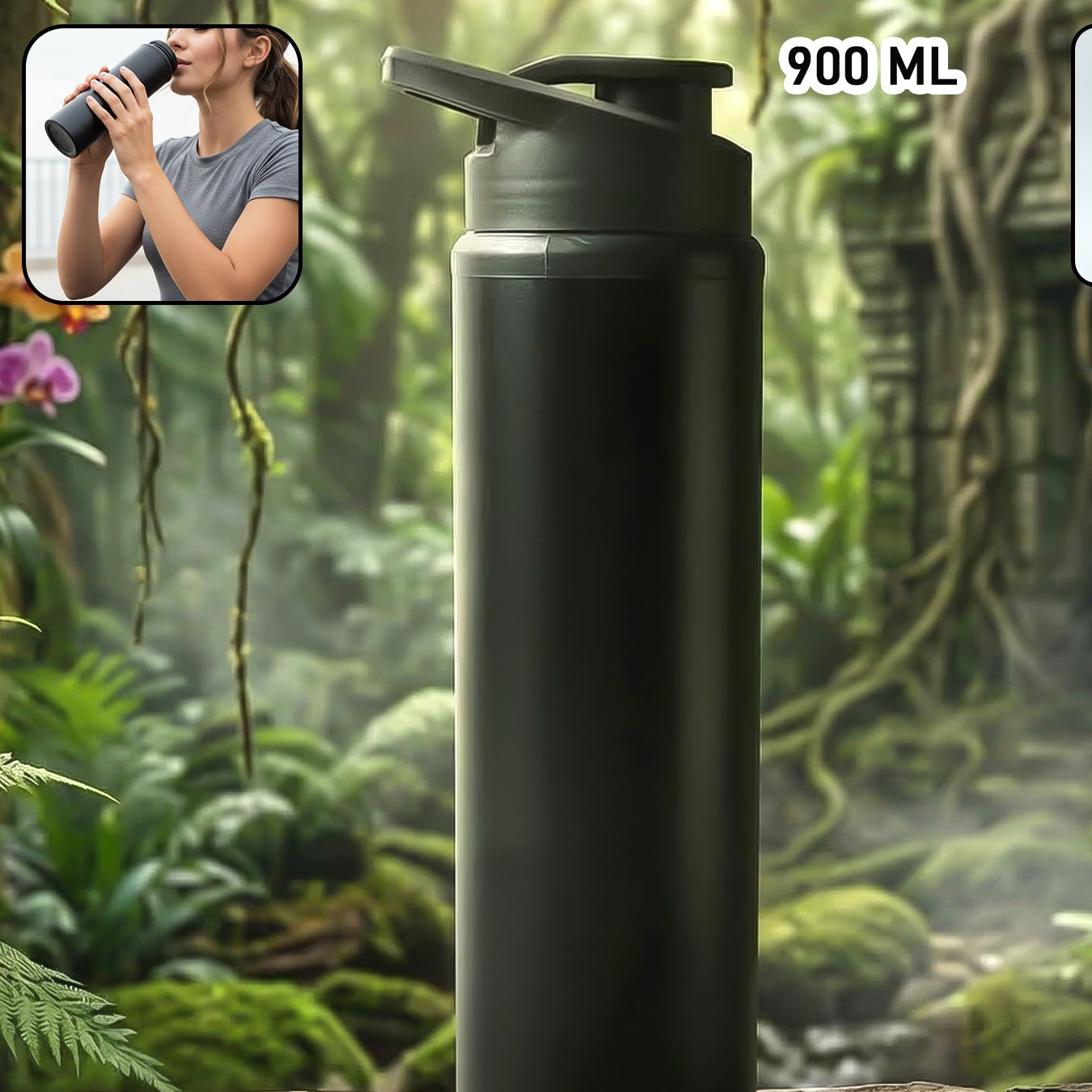 900 ML Stainless Steel Sports Water Bottle with Flip Top Lid - 1 Pc - Great Price - Image 1