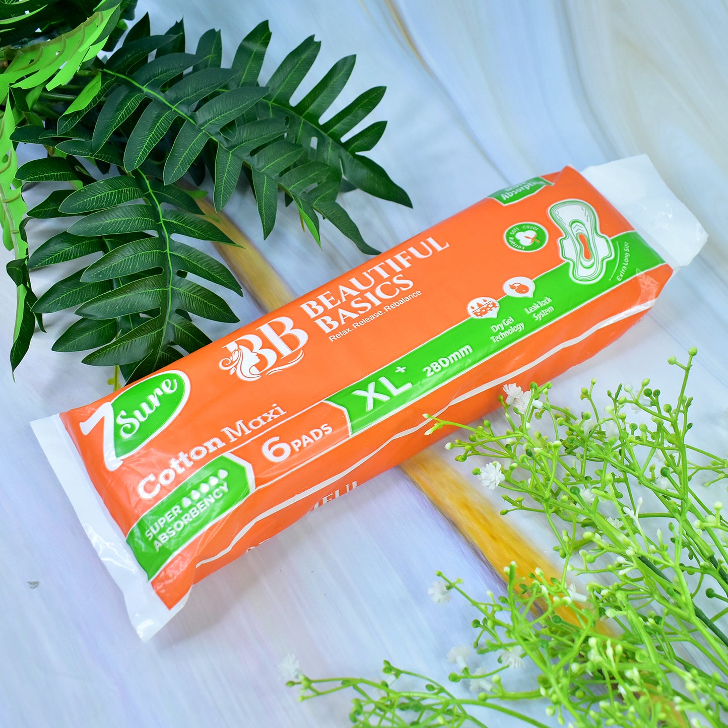 Beautiful Basics Orange Cotton Maxi Sanitary Pads Xl+ 280mm Pack Of 6 Pads - Happy Price - Image 6