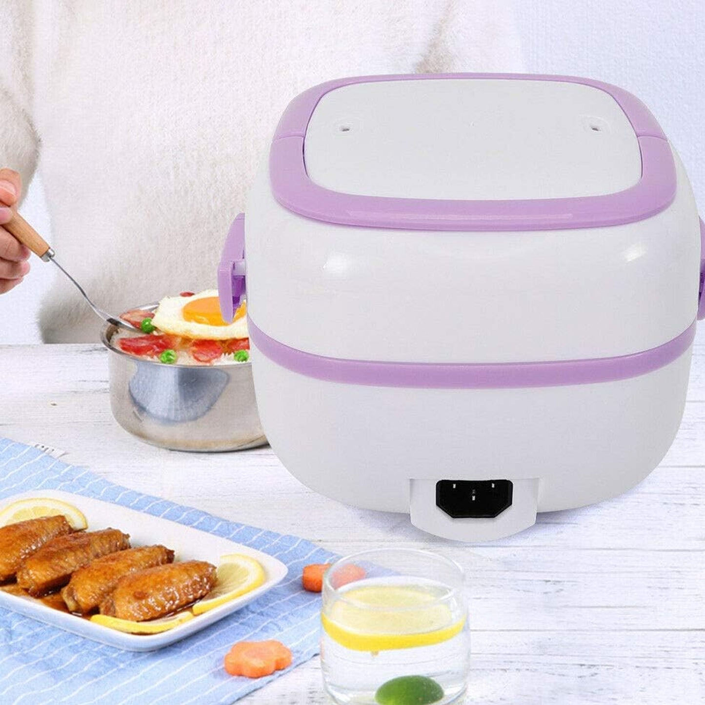 Electric Lunch Box Portable Food Warmer Food Heating Lunch Box Removable Food-grade Stainless Steel Compartments 220v 200w For Car Truck Office - Happy Price - Image 2