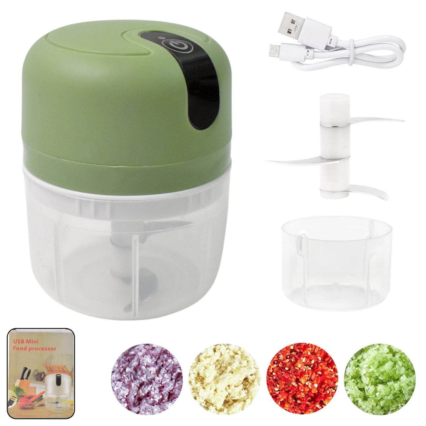 Wireless Usb Rechargeable Mini Electric Garlic Machine Chopper 3 Blades (250ml) - Happy Price - Image 2