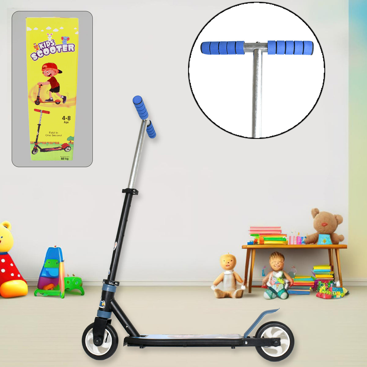 Adjustable Kids 2-Wheel Scooter - Foldable & Lightweight for Ages 4-8, Multicolor - Great Price - Image 1