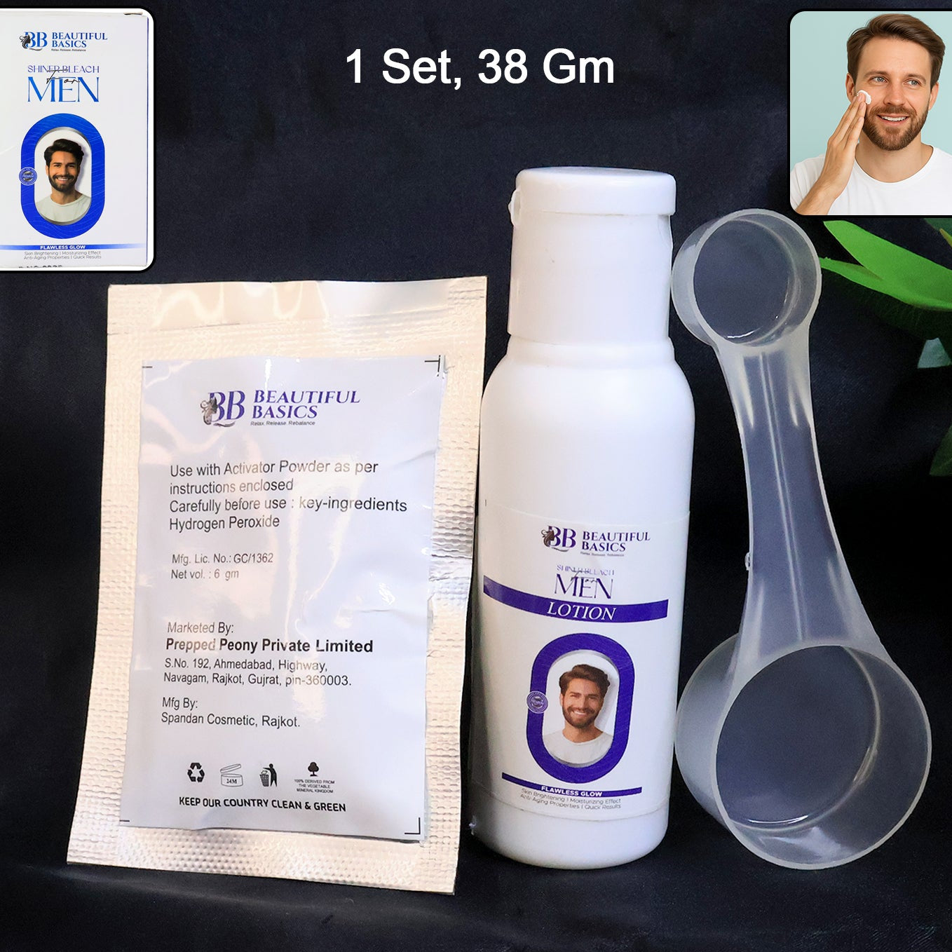 Beautiful Basics Men's Skin Bleach Cream Kit - 1 Set for Brighter Skin Tone - Happy Price - Image 1