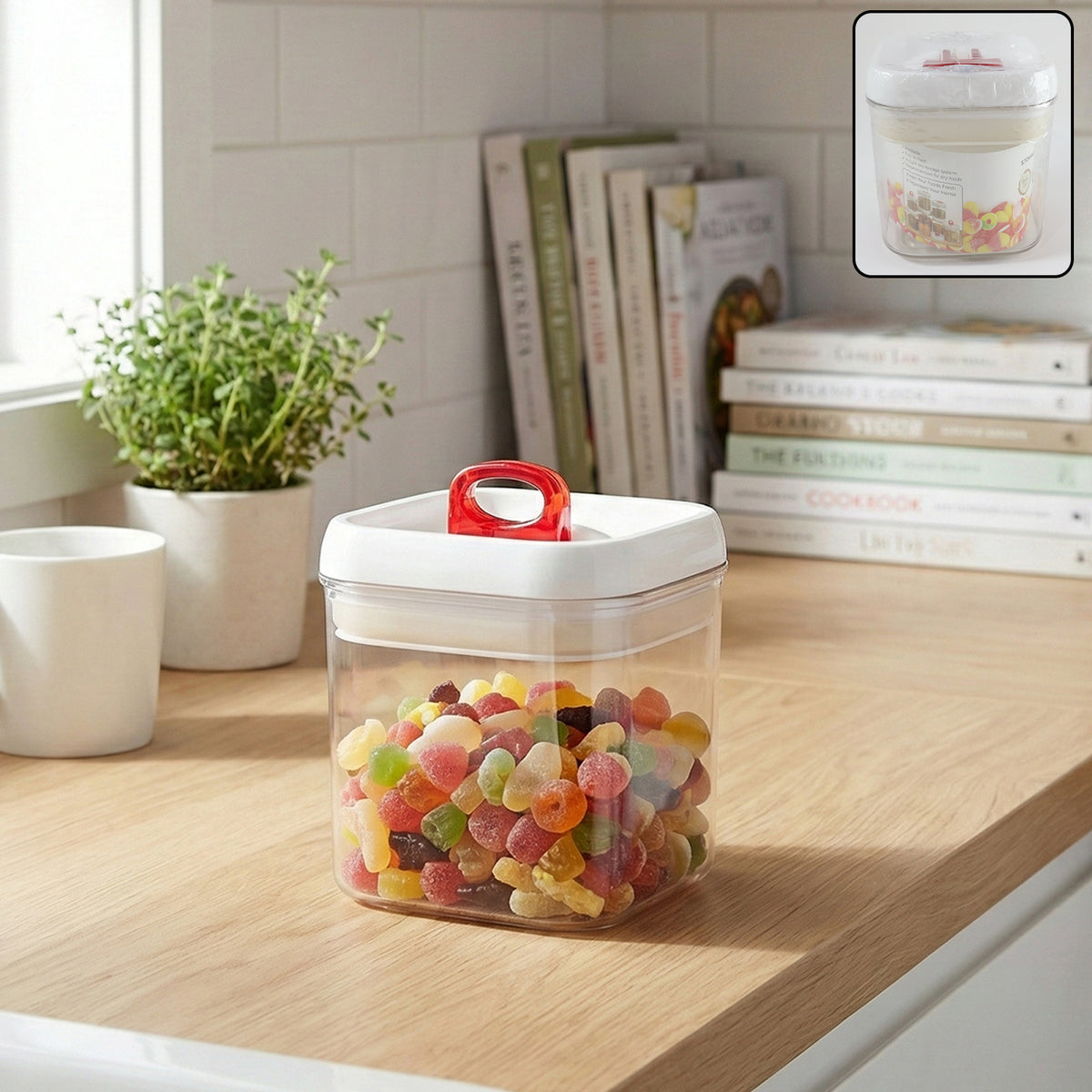 450 ML Airtight Food Storage Container with Red Lid (1 Pc) - Happy Price - Image 2