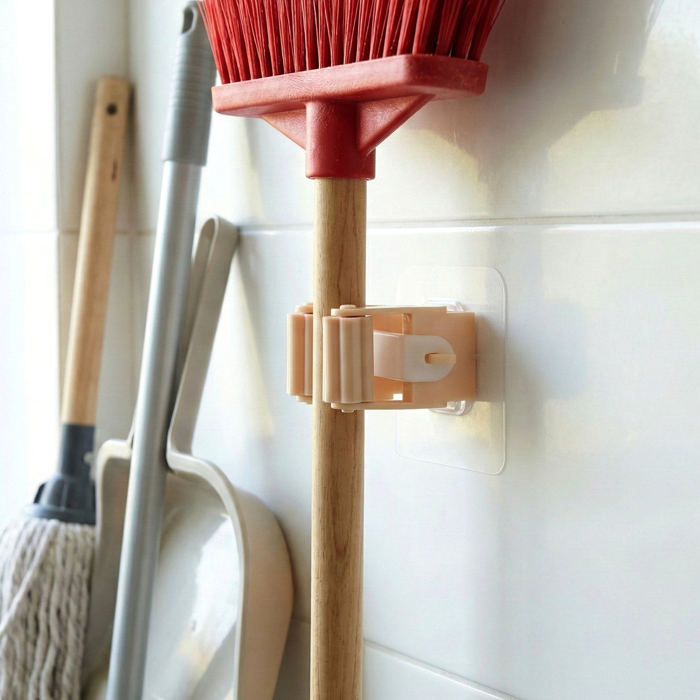 Wall Mounted Mop and Broom Holder Clip (1 Pc) - Adhesive Tool Organizer - Happy Price - Image 3