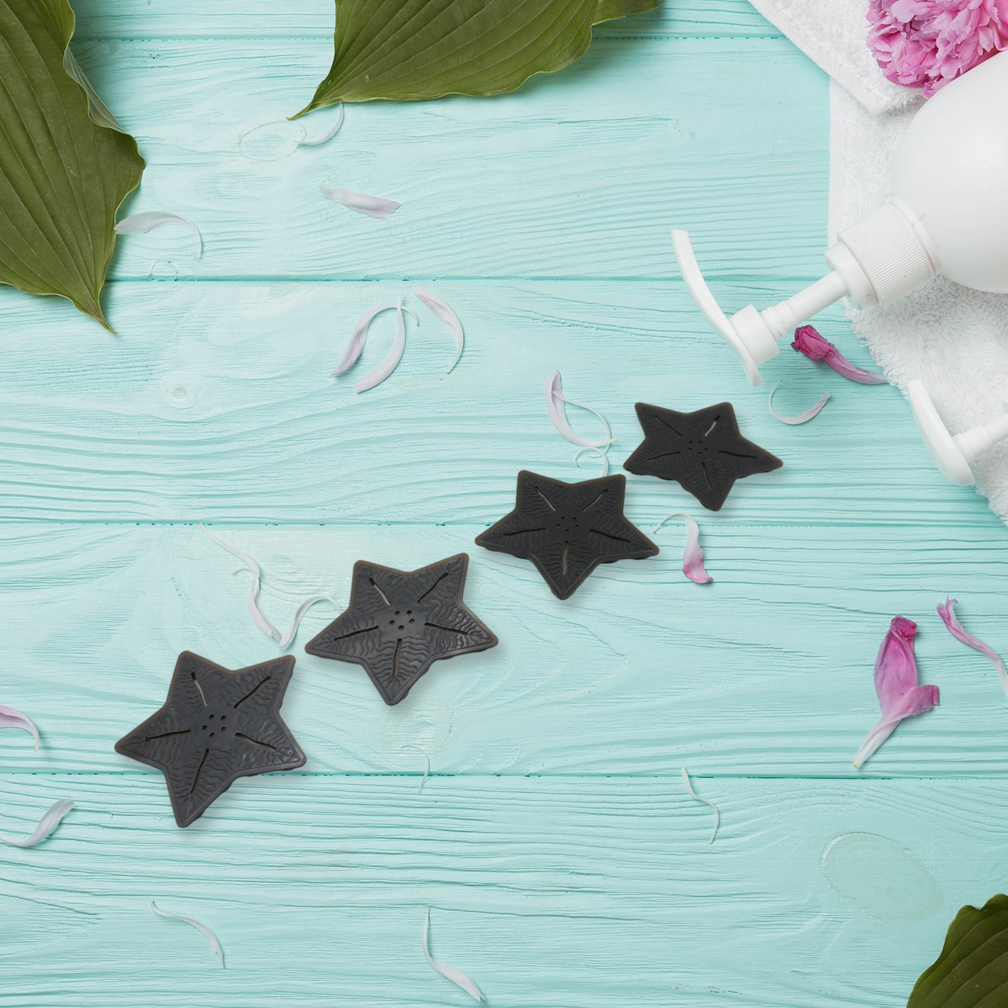 Mini Pvc Anti-slip Bat Mat Non Slip Baby Bath Mats Mini Child Safety Anti Slip Shower Mats Star Leaf Shaped For Kids (4 Pc Set) - Happy Price - Image 2