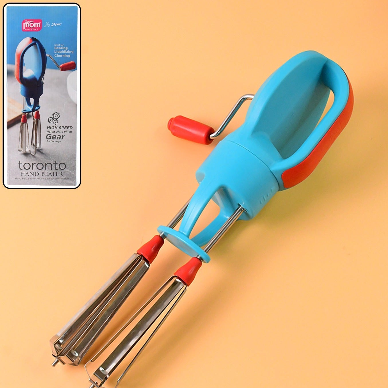 Manual Hand Beater with Dual Stainless Steel Whisks - 1 Pc - Happy Price - Image 1